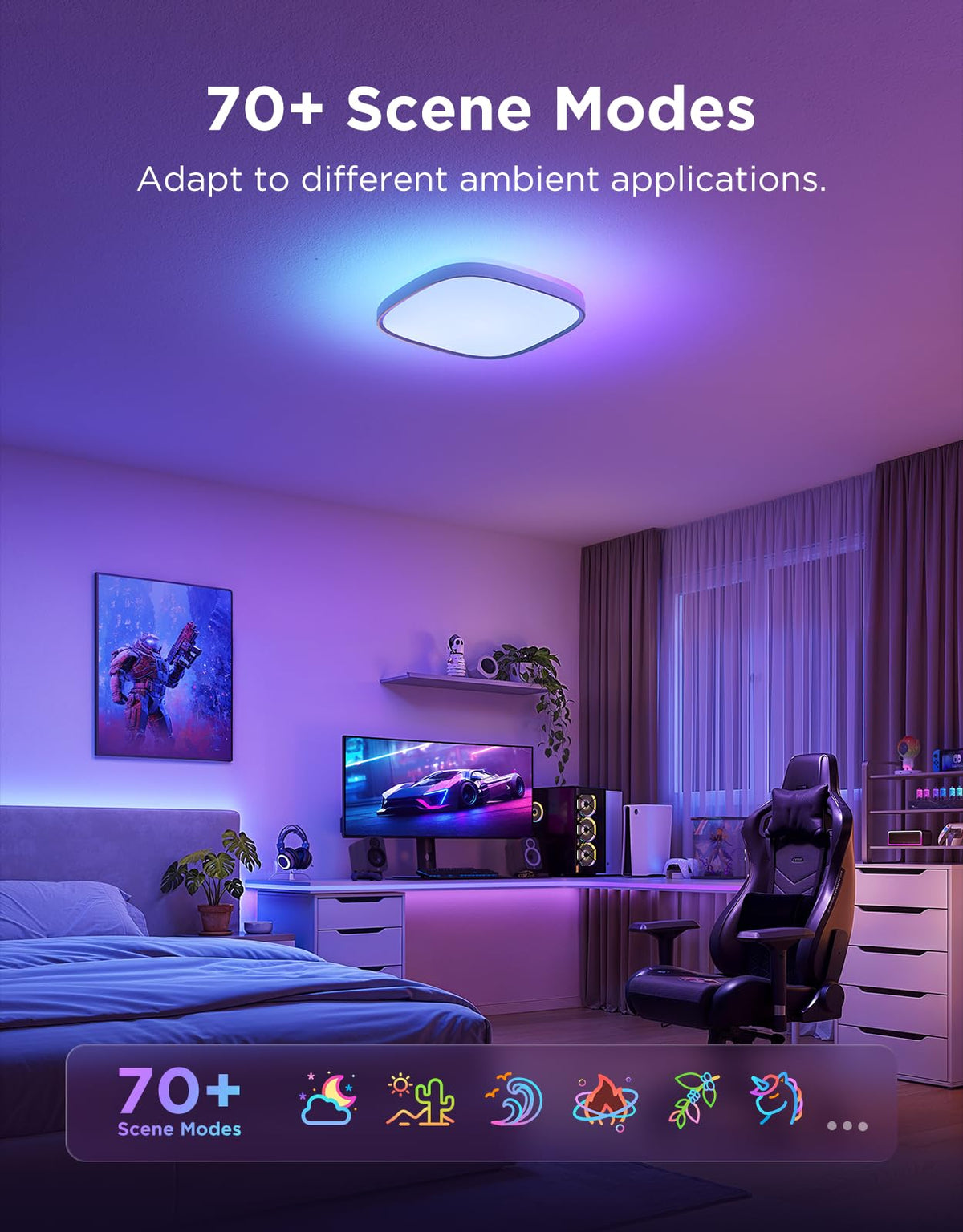 Govee Smart Ceiling Light RGBWW and RGBIC 2400LM 12 Inch - Premium Selection Official Imagery - 4