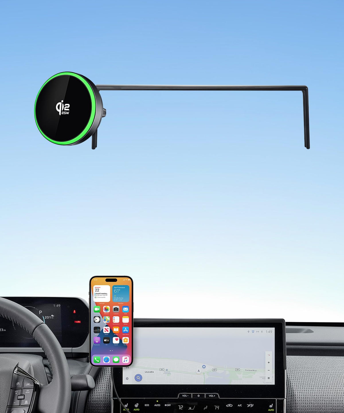 Qi2 2 25W Fast Wireless Charger Car Phone Mount for Toyota - MaserWeller Official Imagery - 2
