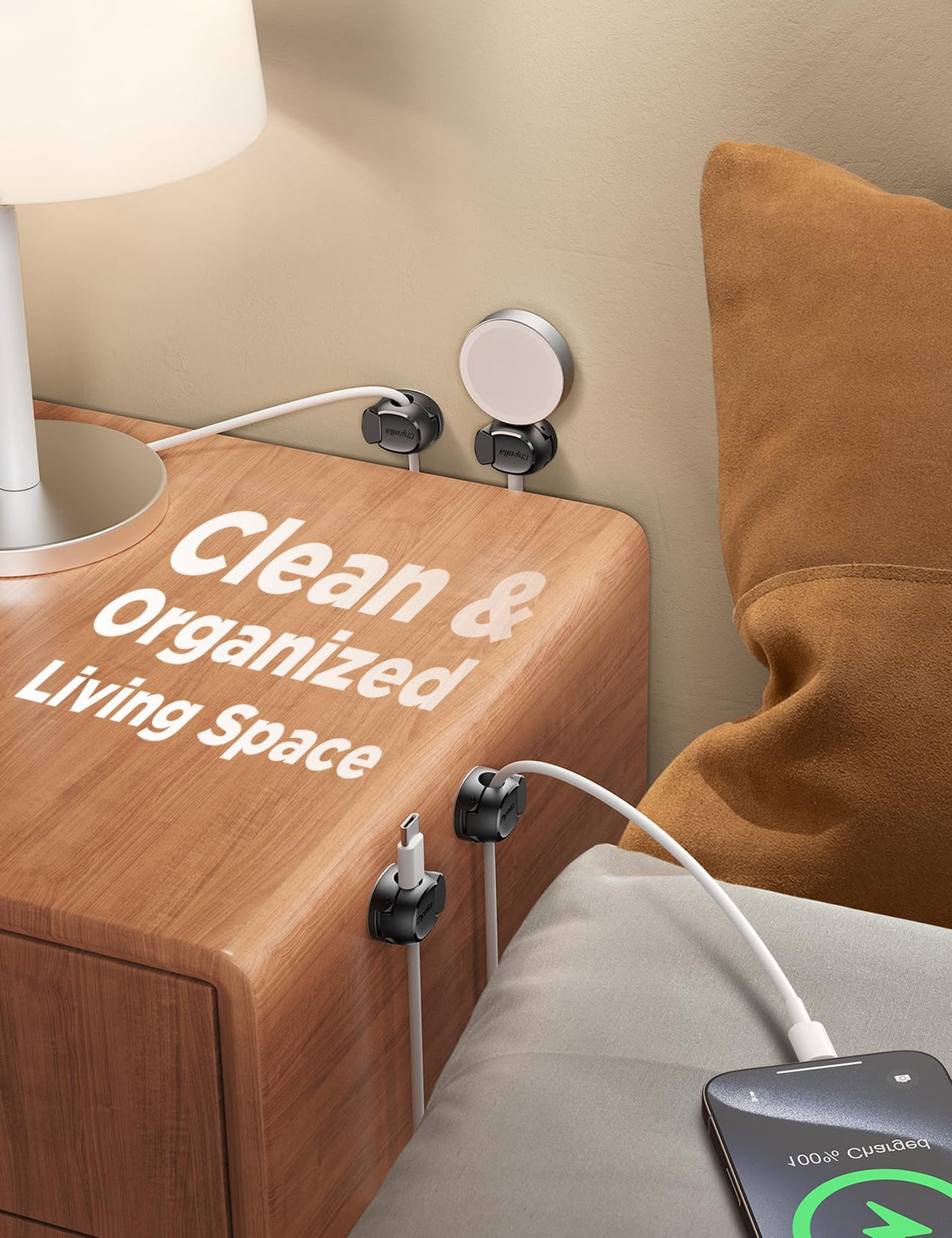 Chfeila 8 Pack Cable Clips Quick Lock Cord Organizer Black – packaging and label