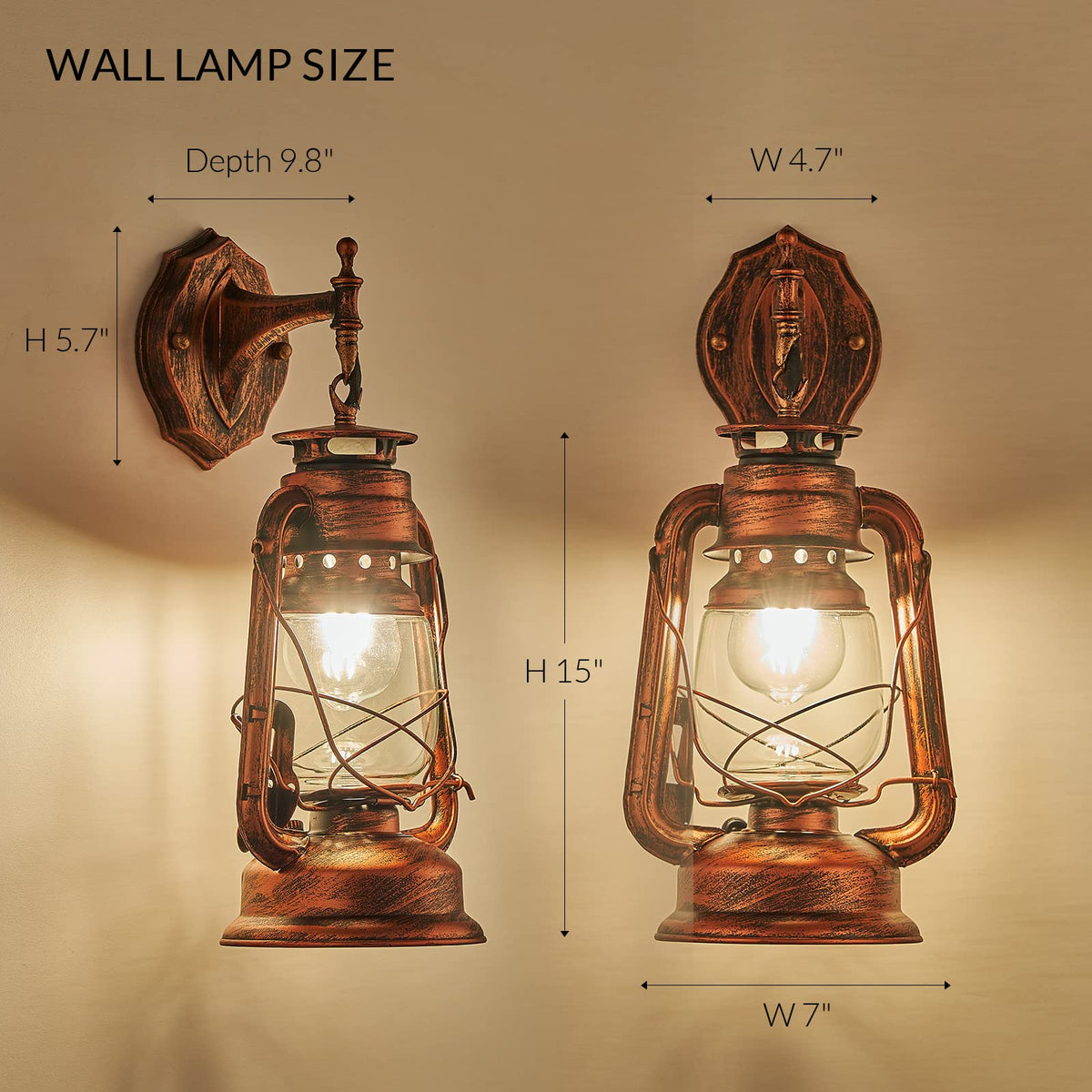 NOXARTE Rustic Wall Sconce Lighting Lantern Mounted Light - NOXARTE Official Imagery - 3