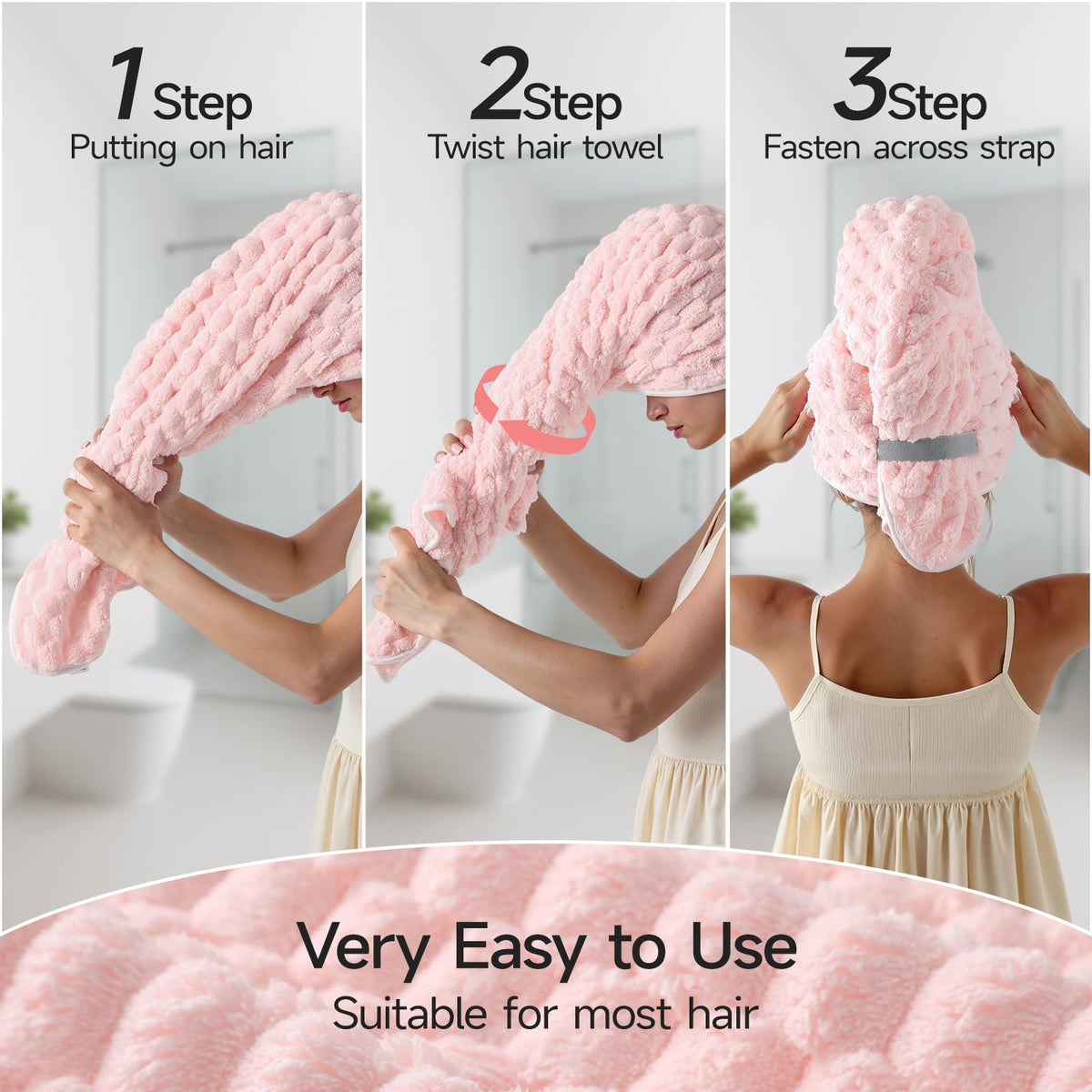 REDKISS 3 Pack Microfiber Hair Towels – packaging and label