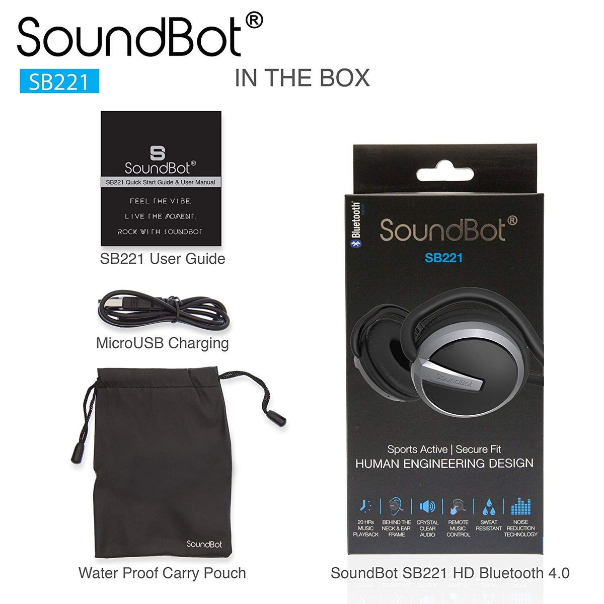 Soundbot Behind the Neck Headphones Sweat Resistant Secure – alternate angle