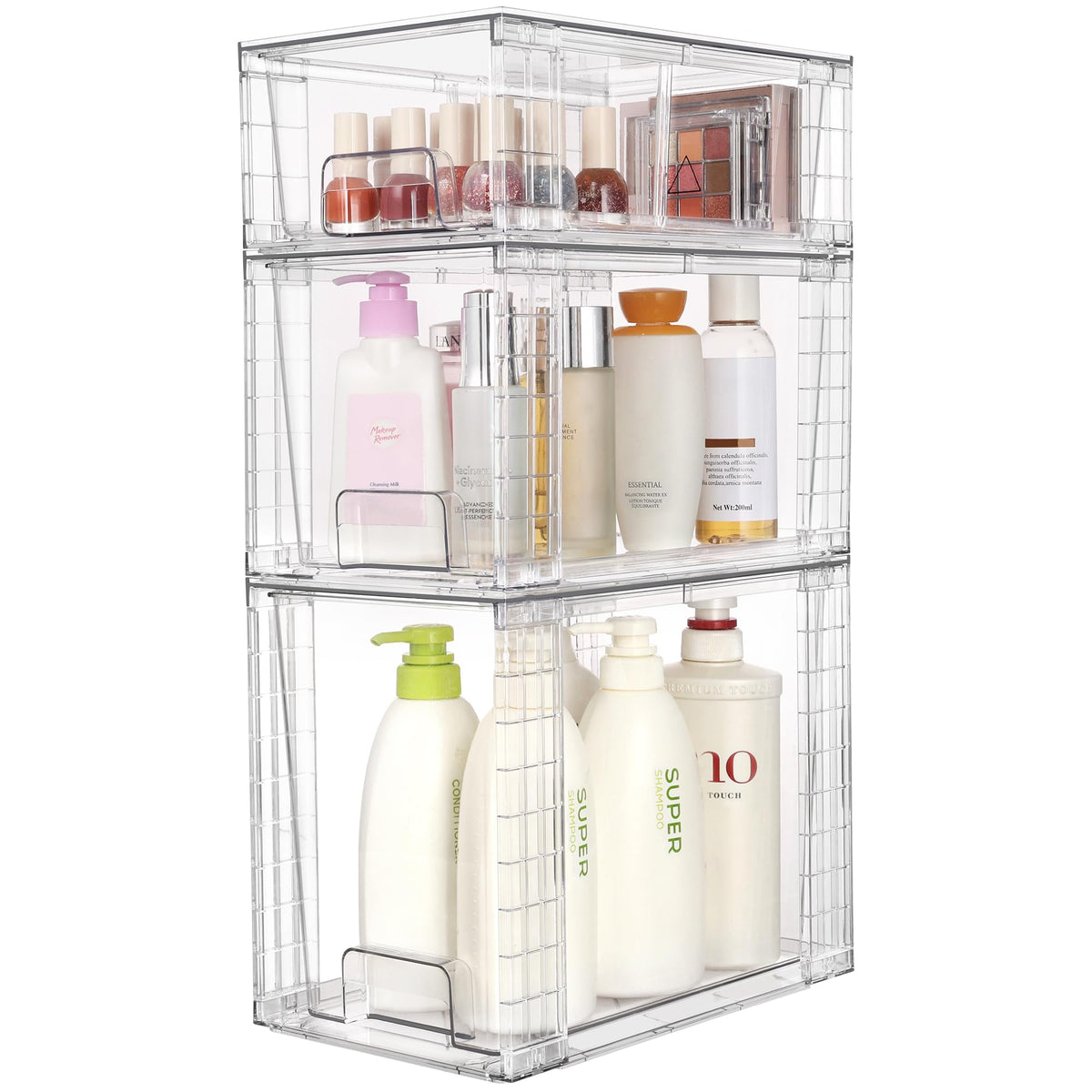 Vtopmart 3 Pack Clear Stackable Storage Drawers Easy to - Vtopmart Official Imagery - 5