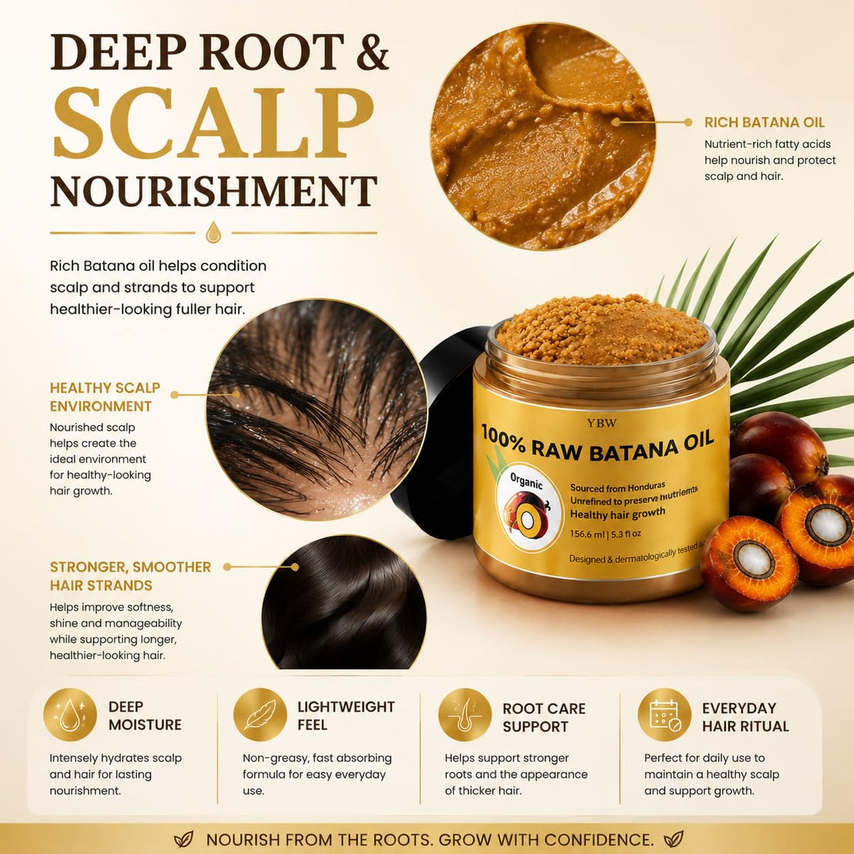 Raw Batana Oil for Hair Growth by Dr Sebi Organic Raw - YBW Official Imagery - 4