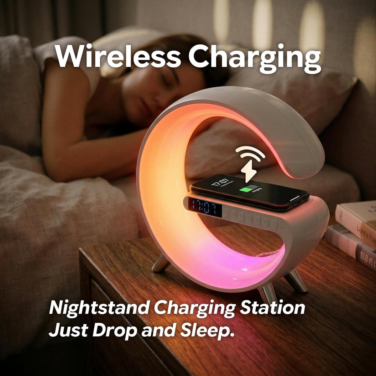 Smart LED Table Lamp 4 in 1 Wireless Charger with Speaker - VDZZ Official Imagery - 7