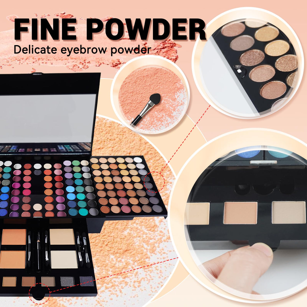 180 Colors Eyeshadow Palette Matte Shimmer Eye Shadow Makeup - JasCherry Official Imagery - 4
