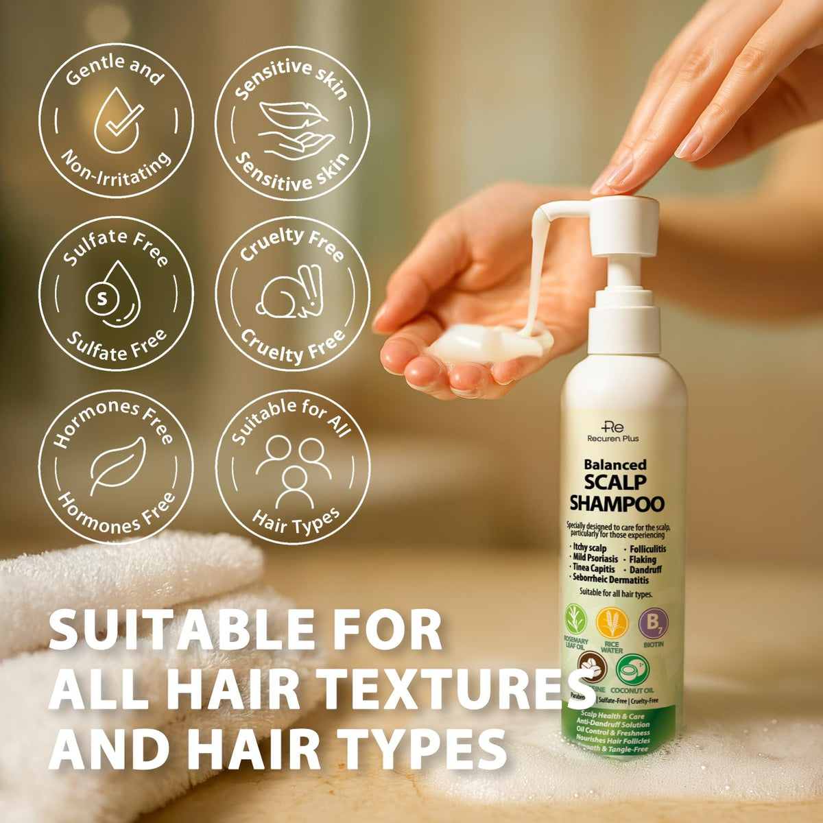 Antifungal Shampoo for Folliculitis and Seborrheic - Recuren Plus Official Imagery - 3