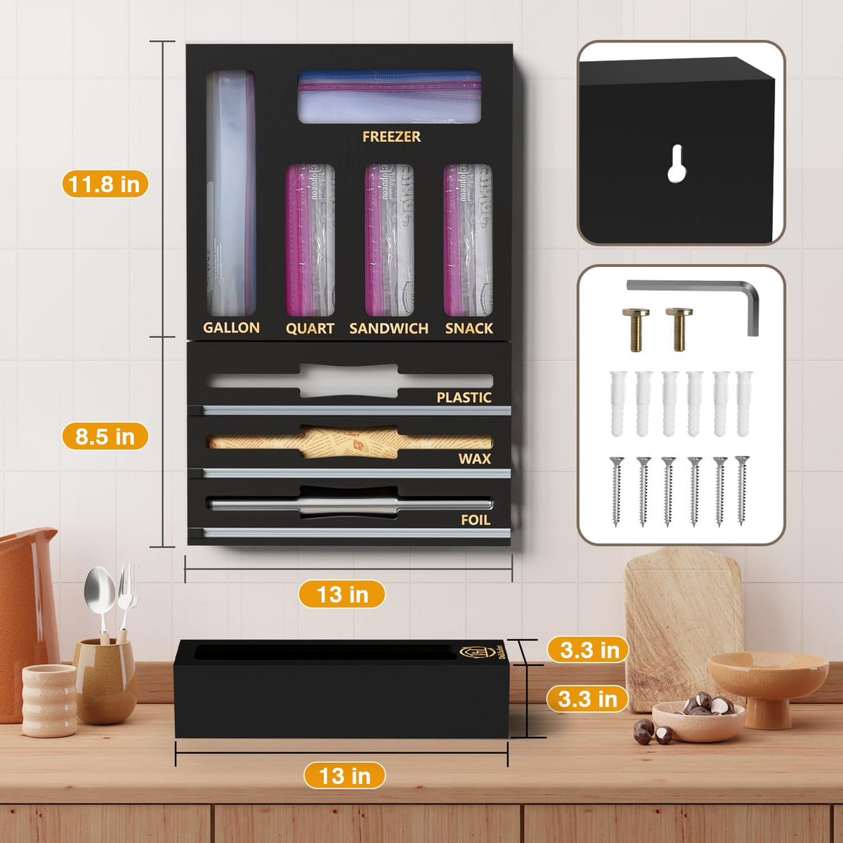 DALSHABET 9 IN1 Bamboo Storage Bag Drawer Organizer with - DALSHABET Official Imagery - 4