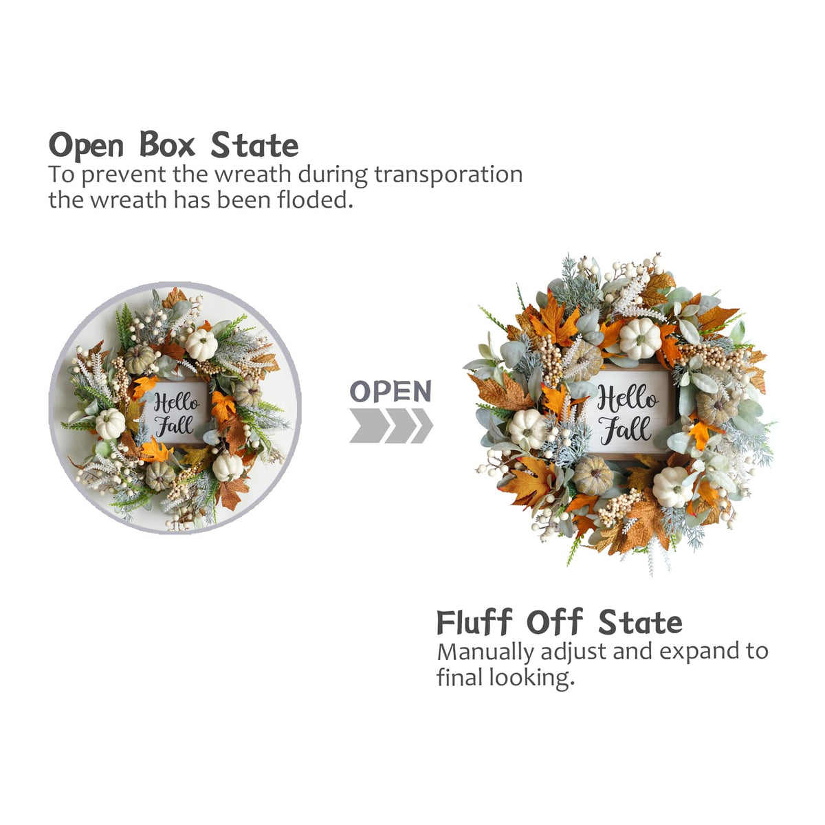 20 Harvest Fall Wreath for Front Door Pumpkins Berries - CIR OASES Official Imagery - 5