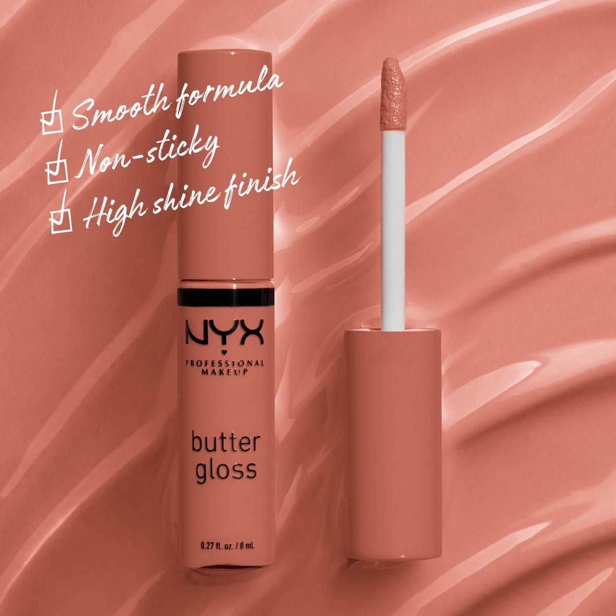 NYX PROFESSIONAL MAKEUP Butter Gloss Brown Sugar Non Sticky – close-up detail