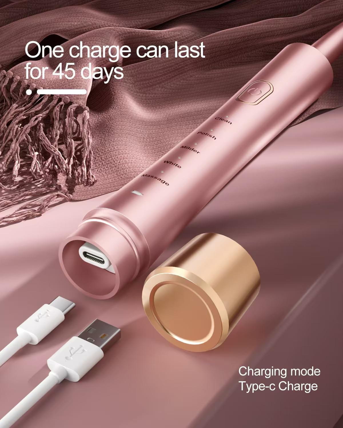 AJELU Sonic Electric Toothbrush for Adults USB Rechargeable – full view