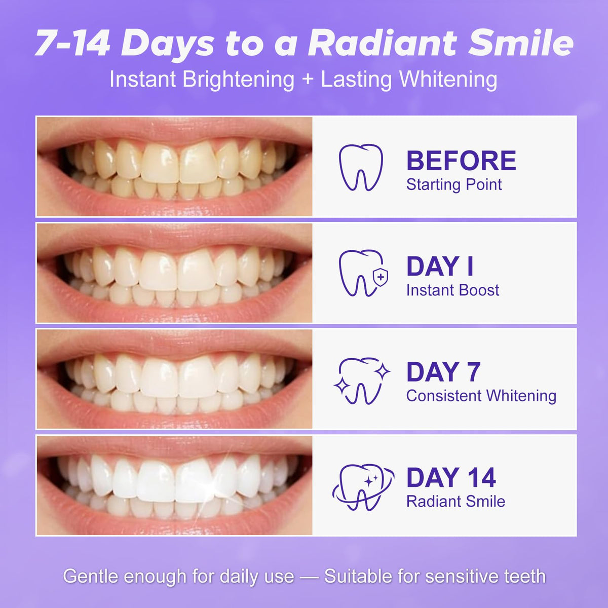 Pdoo Purple Teeth Whitening Strips 20 Count – close-up detail