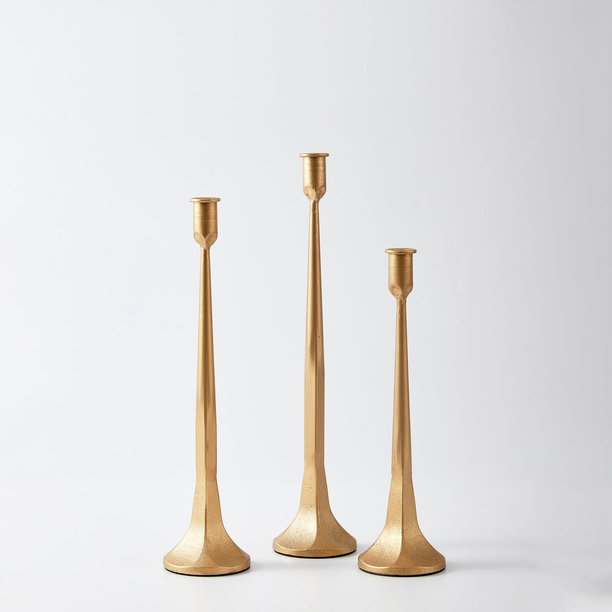 Denique Iron Taper Candle Holder Set of 3 Gold Candlestick - Denique Official Imagery - 6