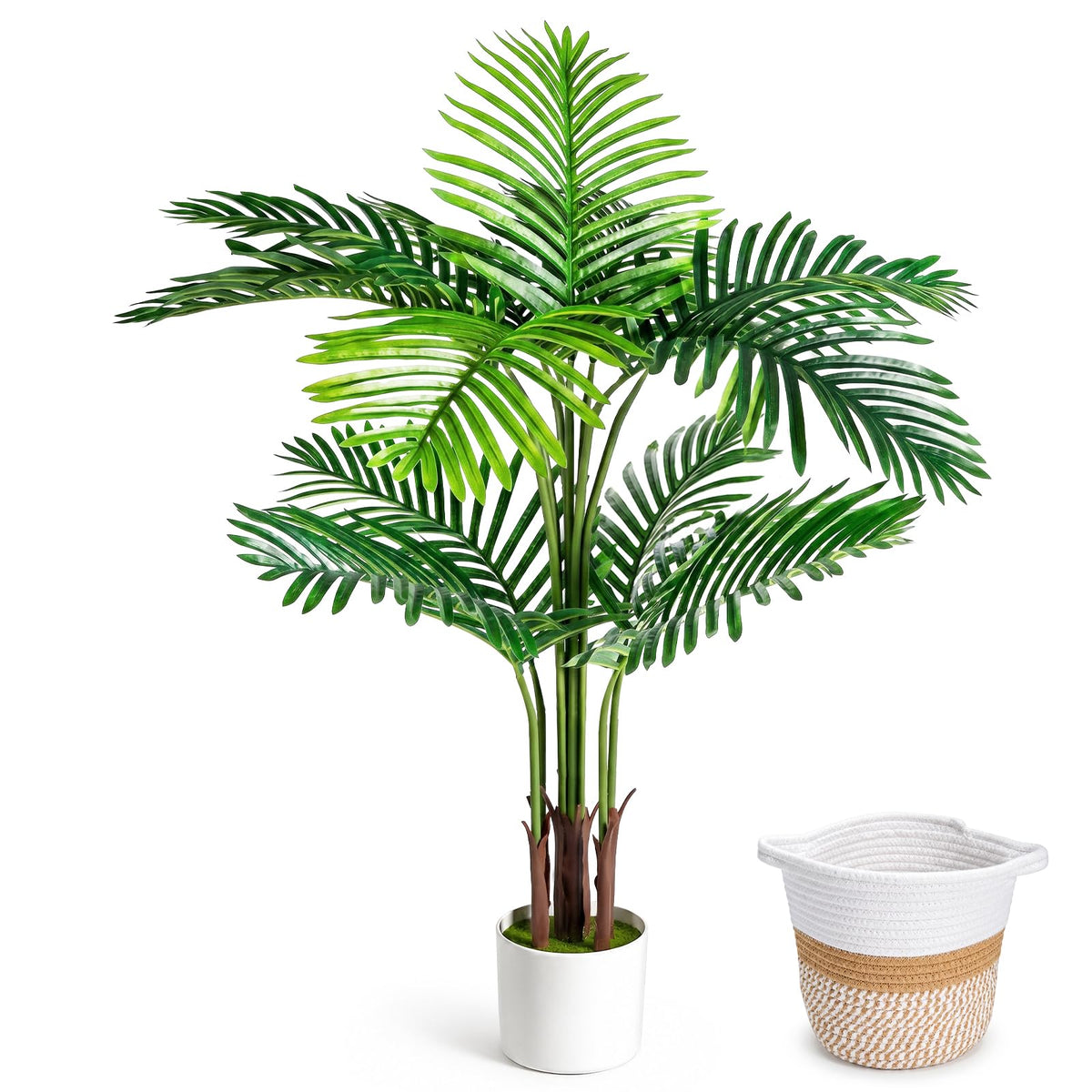4FT Artificial Palm Tree Faux Plants Indoor Large Fake - TNELTUEB Official Imagery - 2