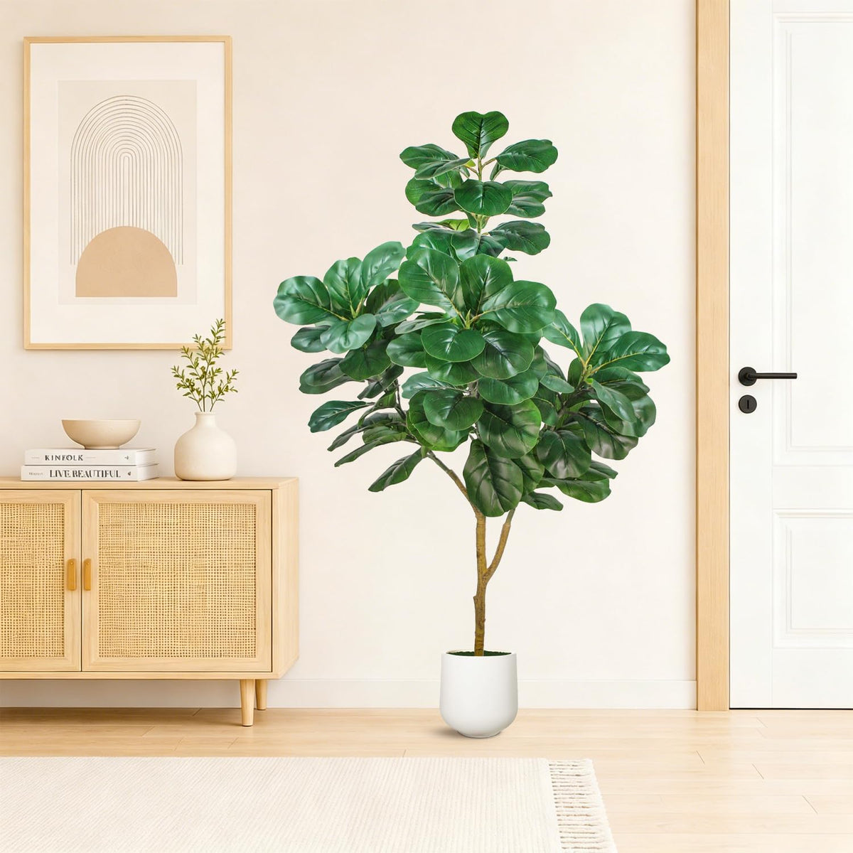 Artificial Fiddle Leaf Fig Tree 5ft Realistic Fake Plants - Aoxiwhcse Official Imagery - 6