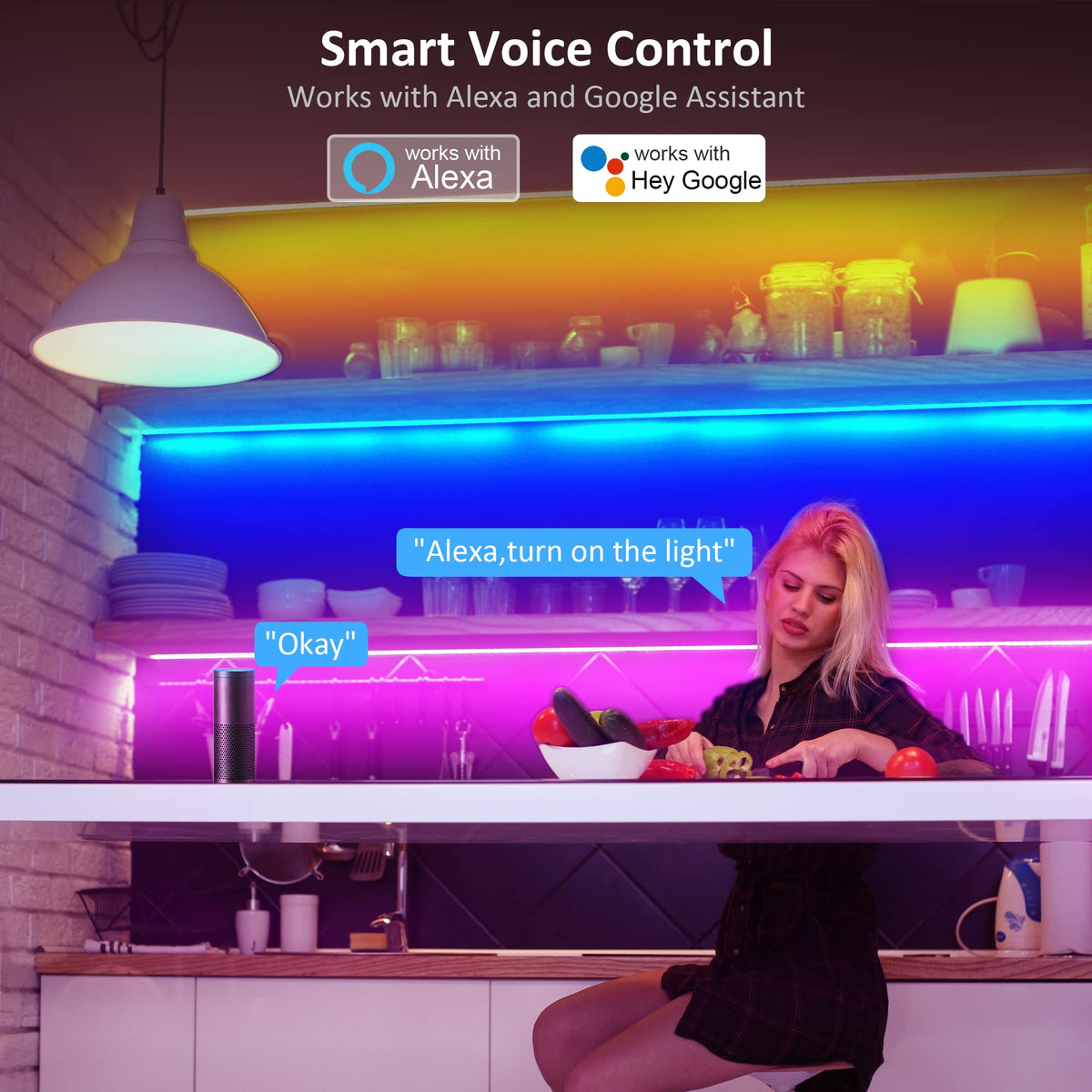 maylit 8 PCS 3 3FT Smart RGB Under Cabinet Lights Kit - maylit Official Imagery - 4
