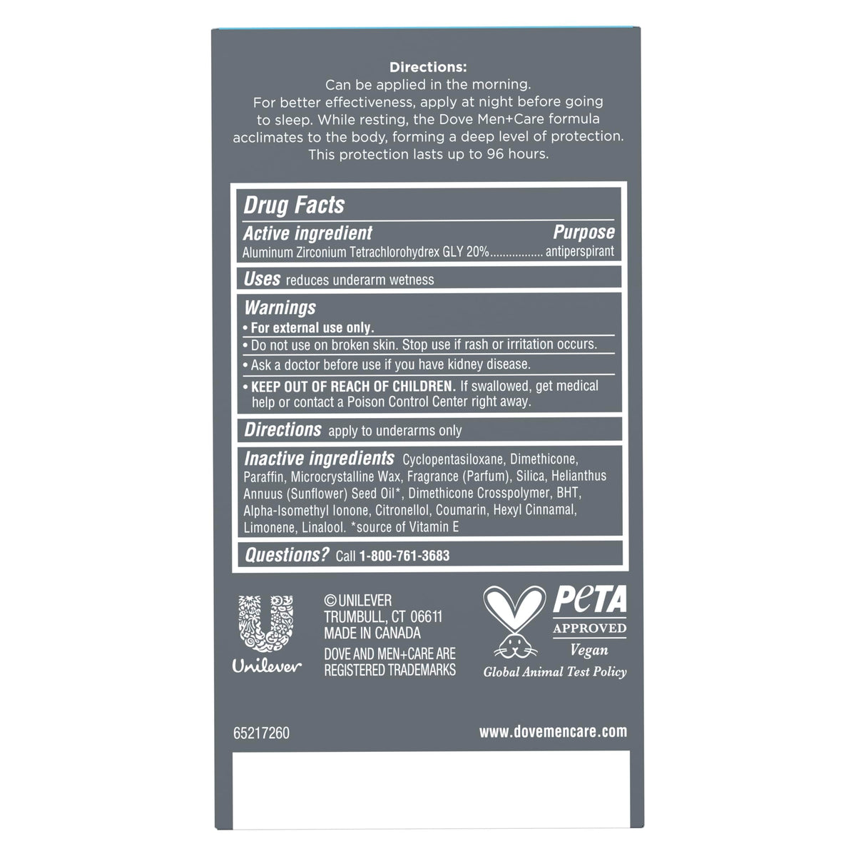 DOVE MEN + CARE Dove Men 96 Hour Maximum Protection Deodorant Clean Comfort – close-up detail