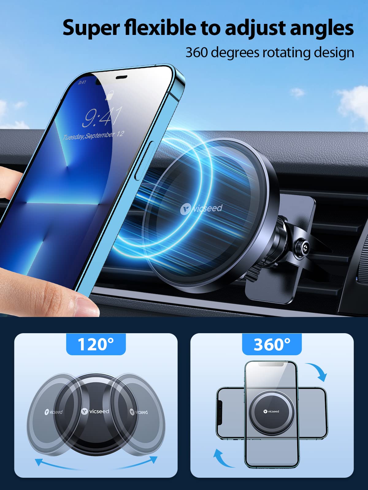 VICSEED for MagSafe Car Mount Magnetic Phone Holder for Car - VICSEED Official Imagery - 7