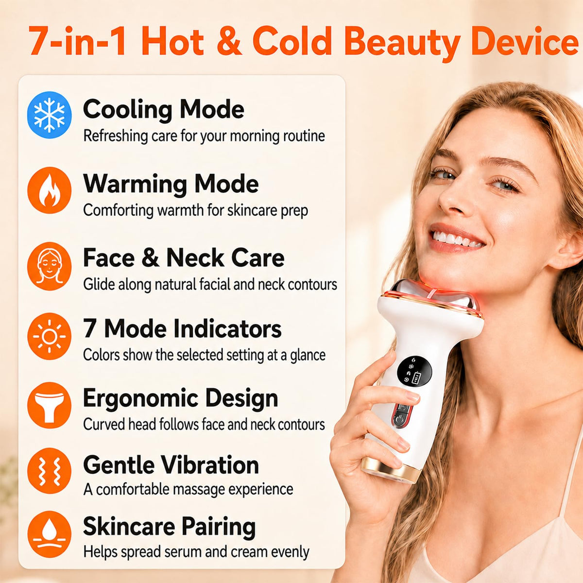 7 in 1 Electric Gua Sha Facial Tool Hot and Cold Face - Lalovin Official Imagery - 3