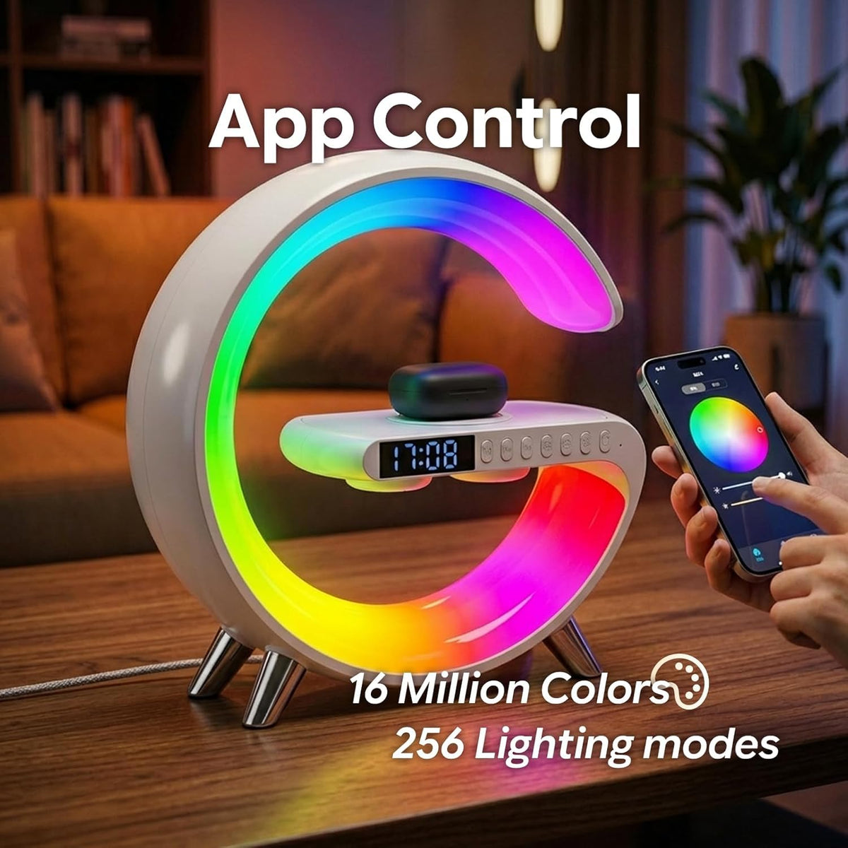 Smart LED Table Lamp 4 in 1 Wireless Charger with Speaker - VDZZ Official Imagery - 6