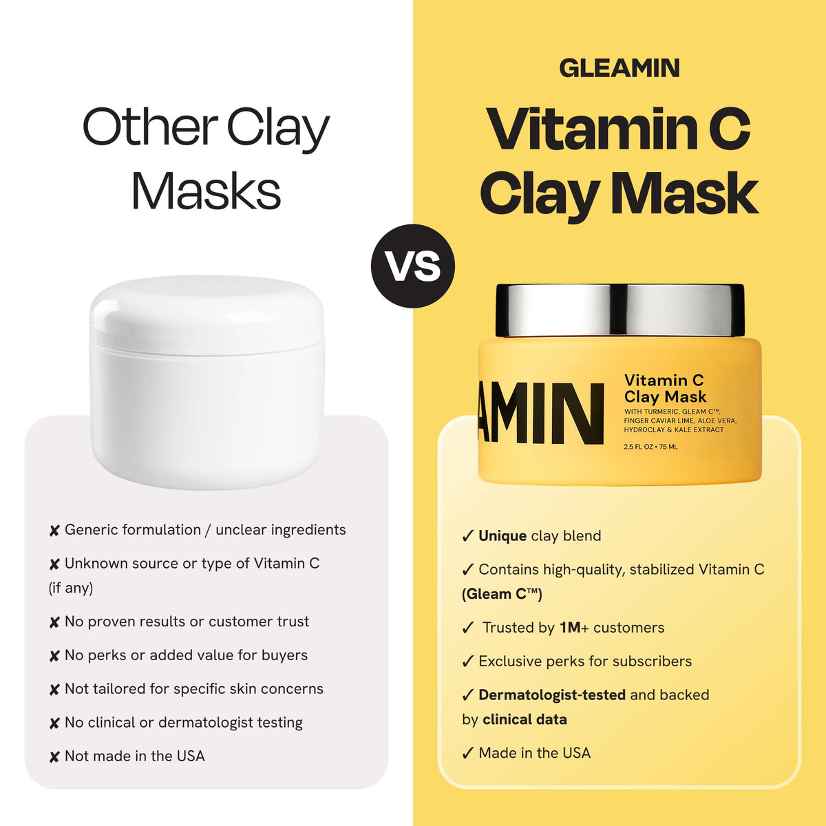 Gleamin Vitamin C Clay Mask for Dark Spots 2 5oz Brightening - Gleamin Official Imagery - 6