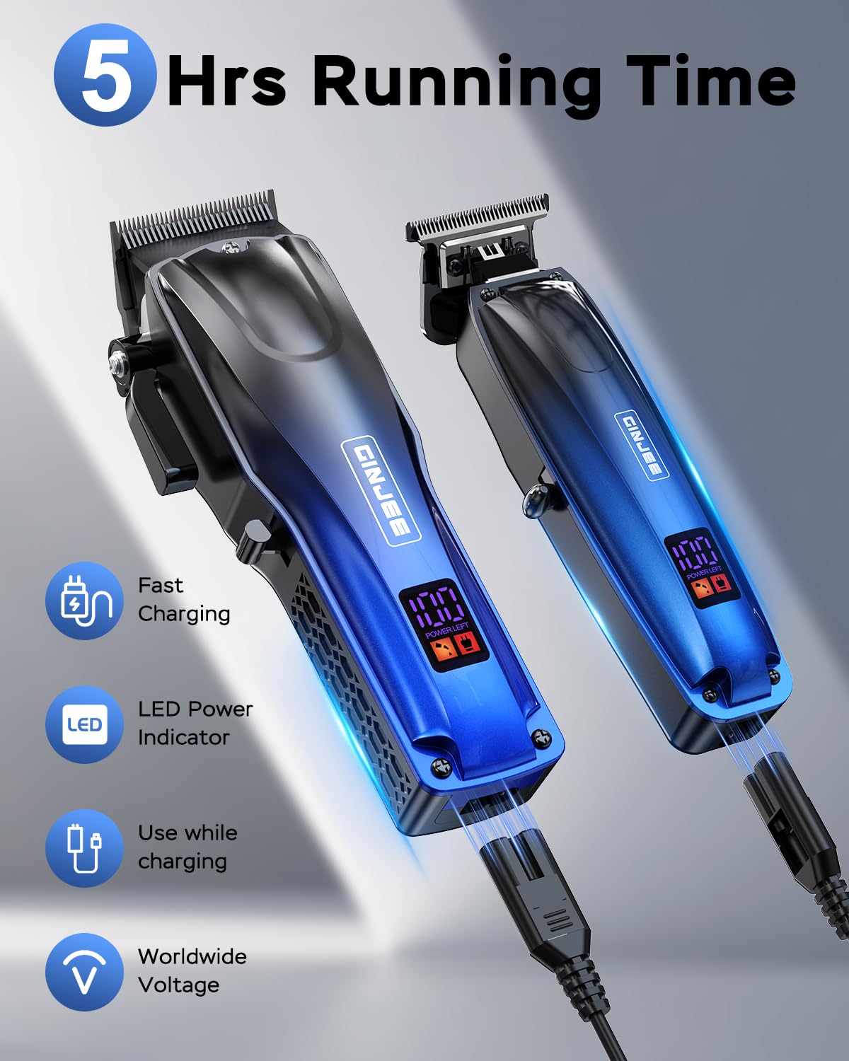 Cordless Hair Clippers and Trimmer Set for Men - GinJee Official Imagery - 4