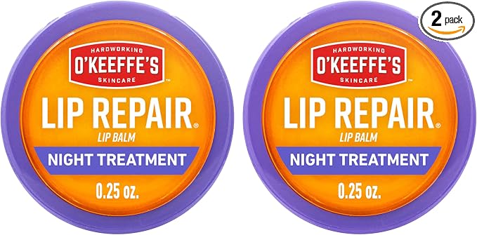 O'Keeffe's O Keeffe s Lip Repair Night Treatment Balm 0 25 oz Jar 2 – Clear, Hypoallergenic, Flavored, 2 Pack