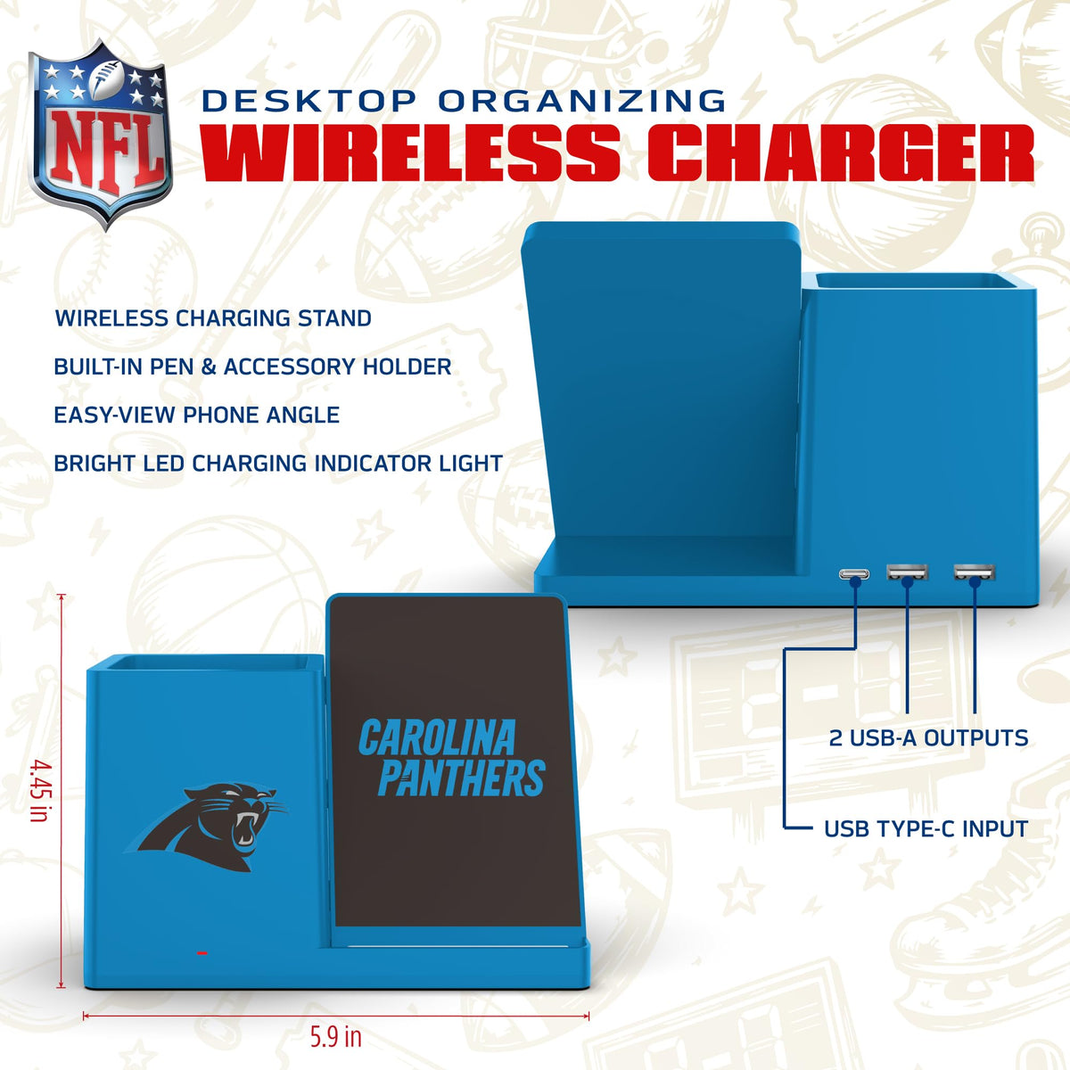 SOAR NFL Unisex Wireless Charging Stand and Desktop - SOAR Official Imagery - 4