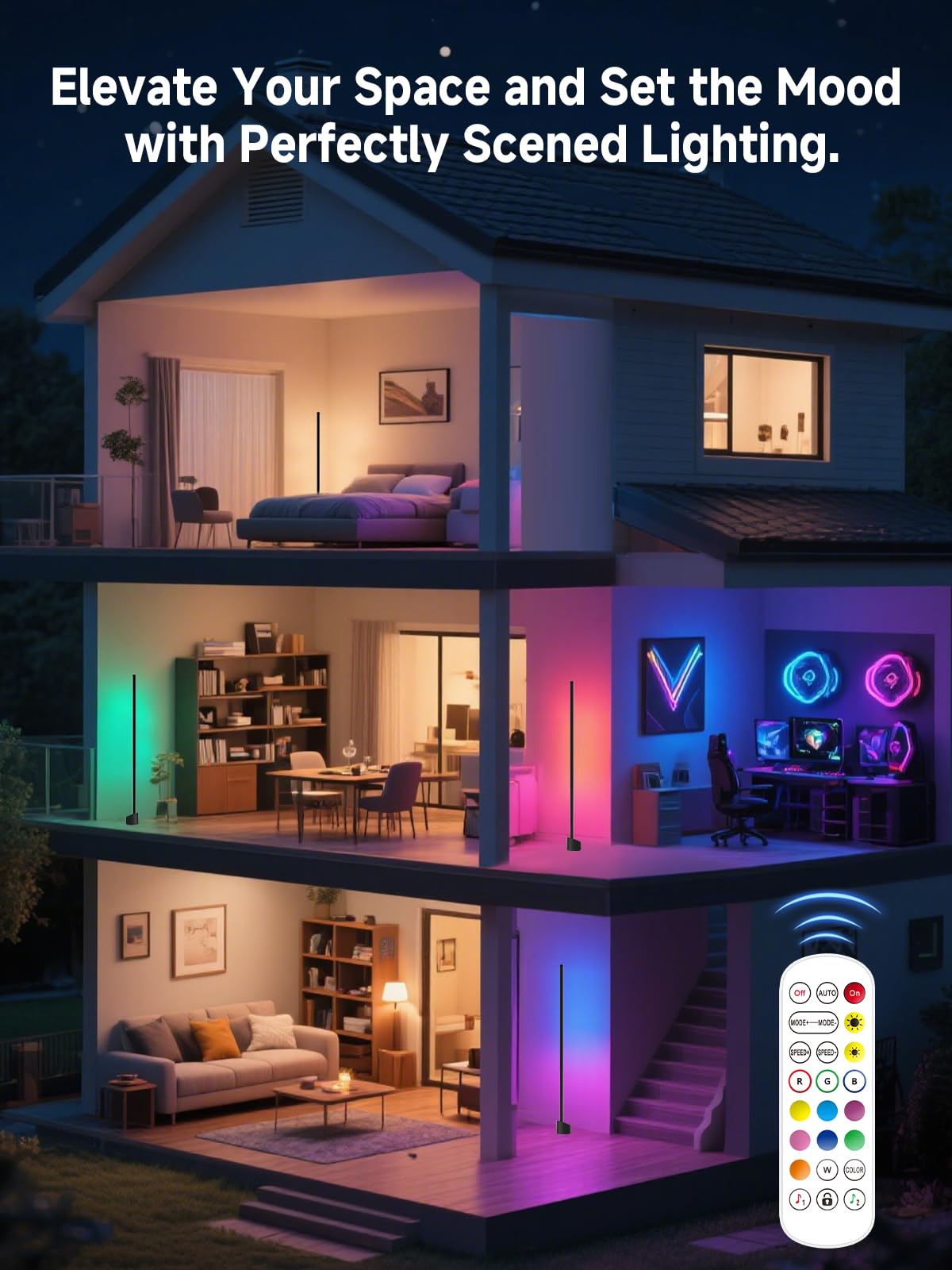 Tyute Corner Floor Lamp RGB LED Corner Lamp with 16 Million - Tyute Official Imagery - 7
