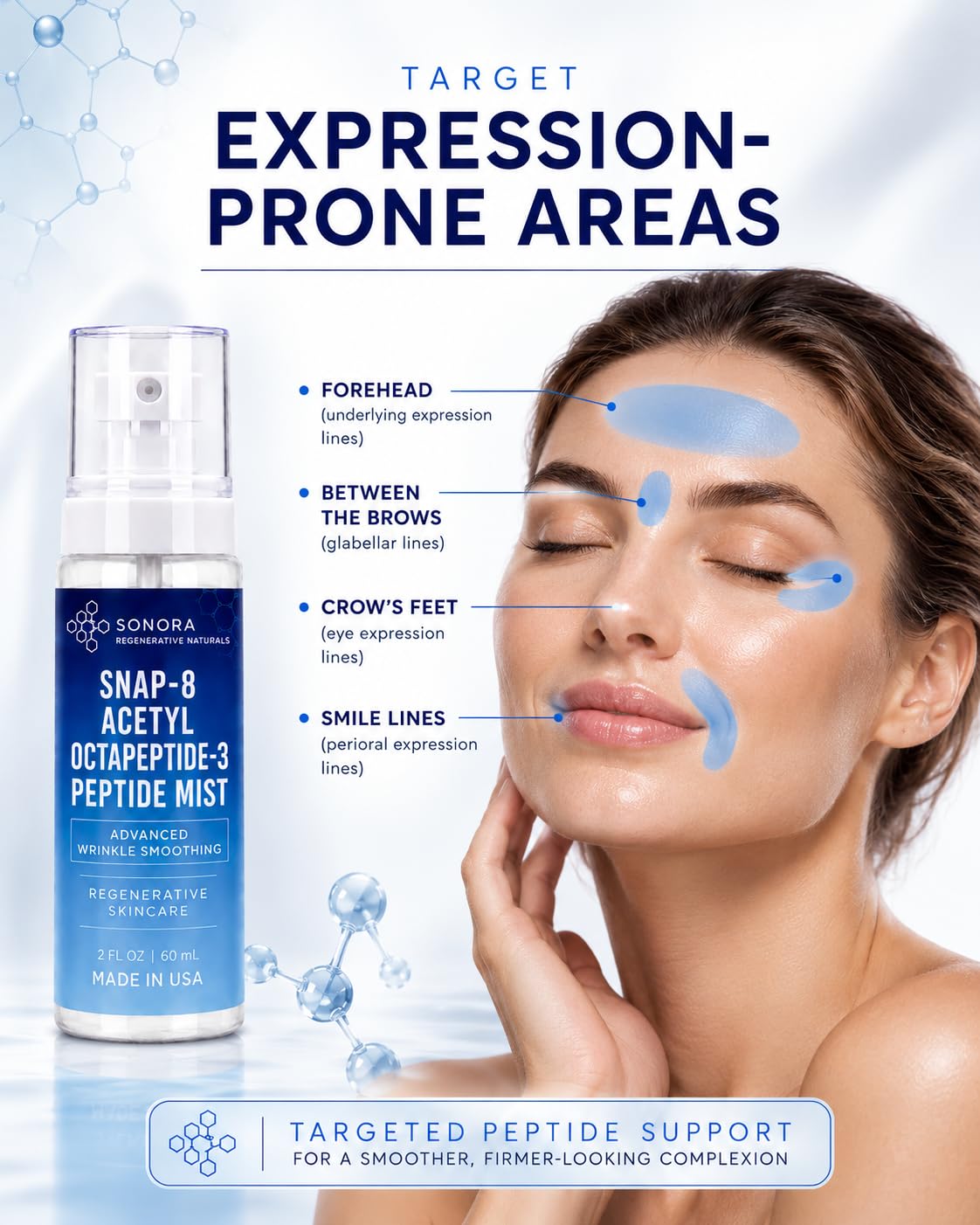 Sonora Supply Co. 10% Snap-8 Peptide Wrinkle Freezing Mist - 99% Purity Snap-8 (Acetyl Octapeptide-3) - MADE IN USA - B-