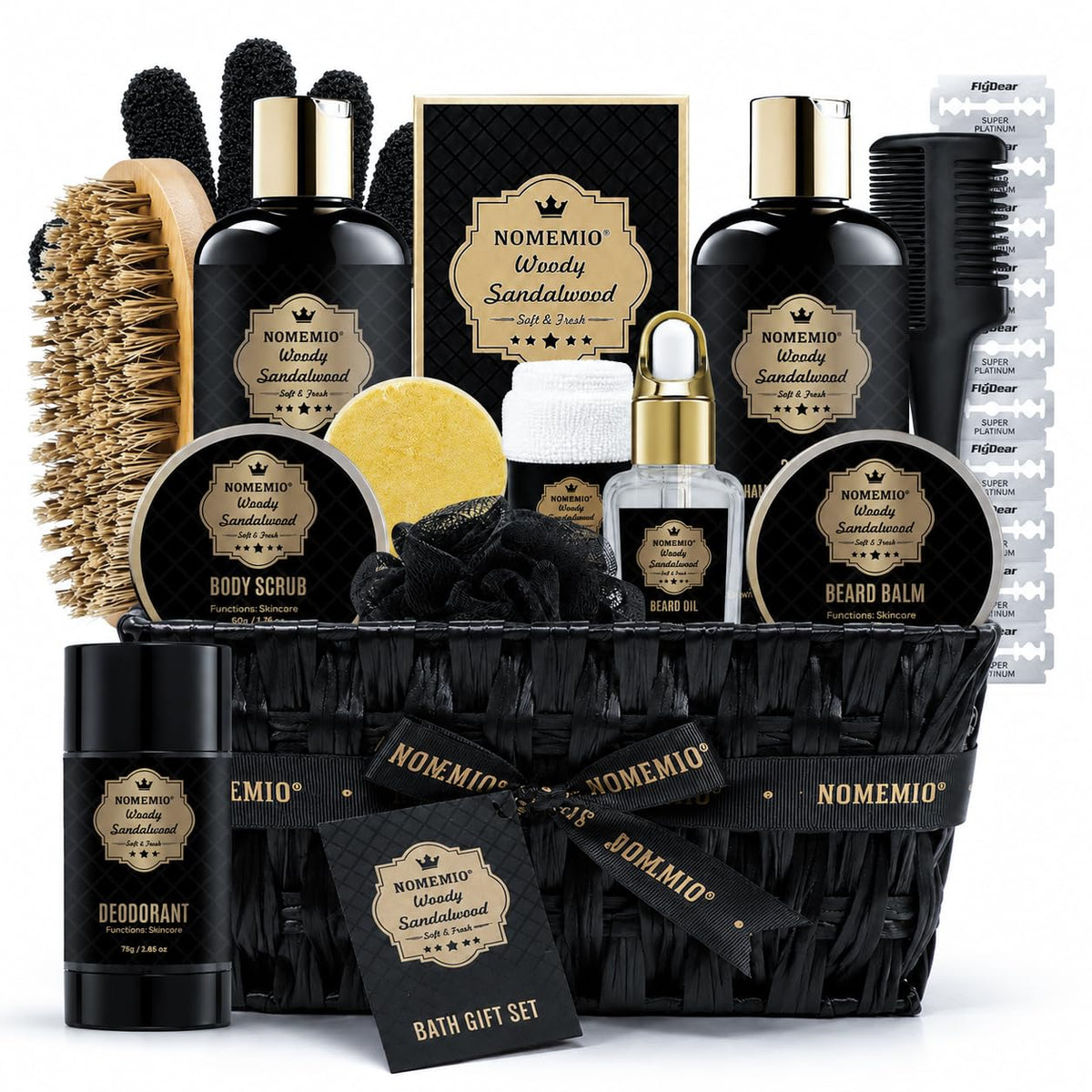 Luxury Spa Gift Basket for Men Father s Day Gifts Sandalwood - Nomemio Official Imagery - 2