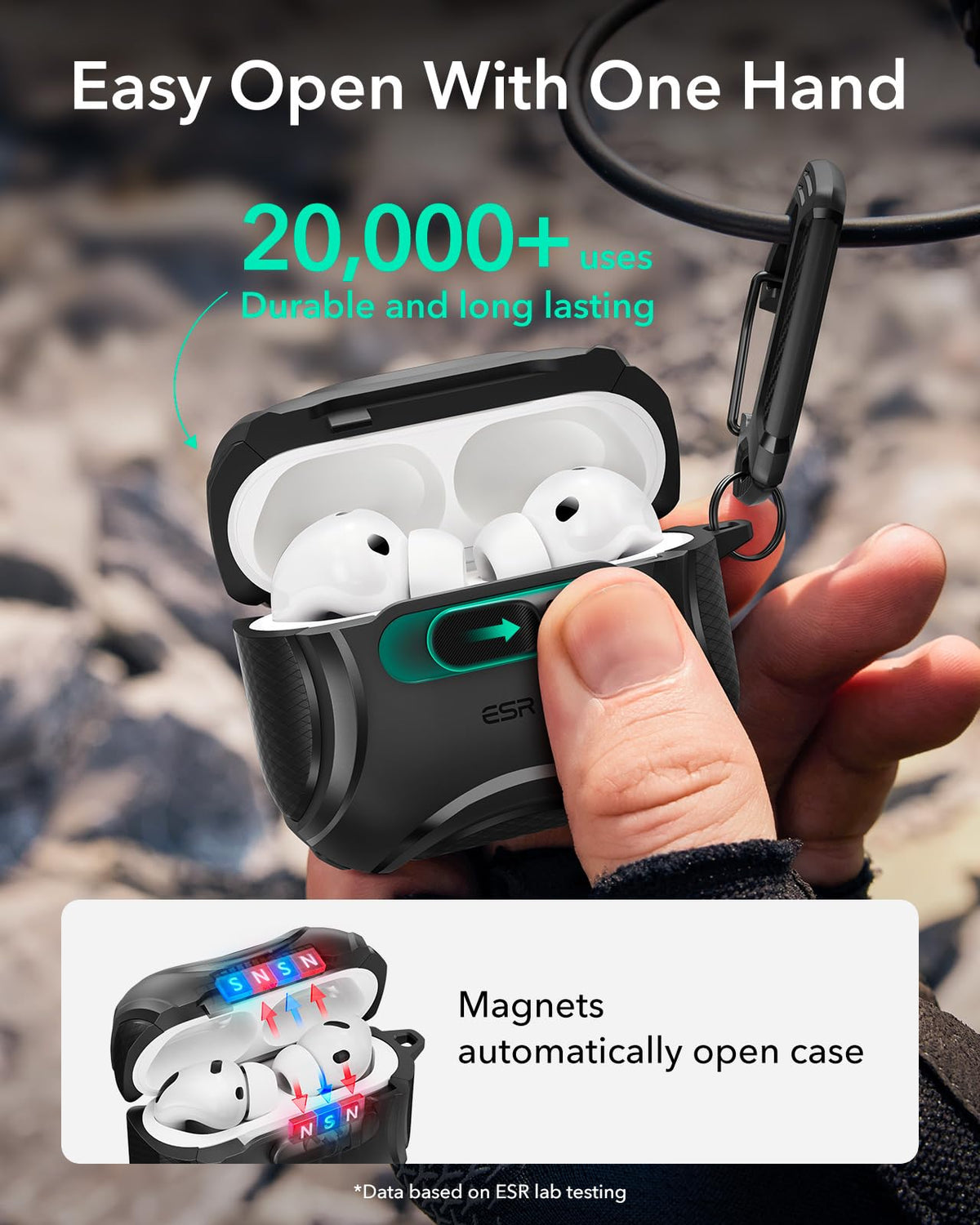 ESR for AirPods Pro 3 Case Compatible with MagSafe Black – back view and specifications