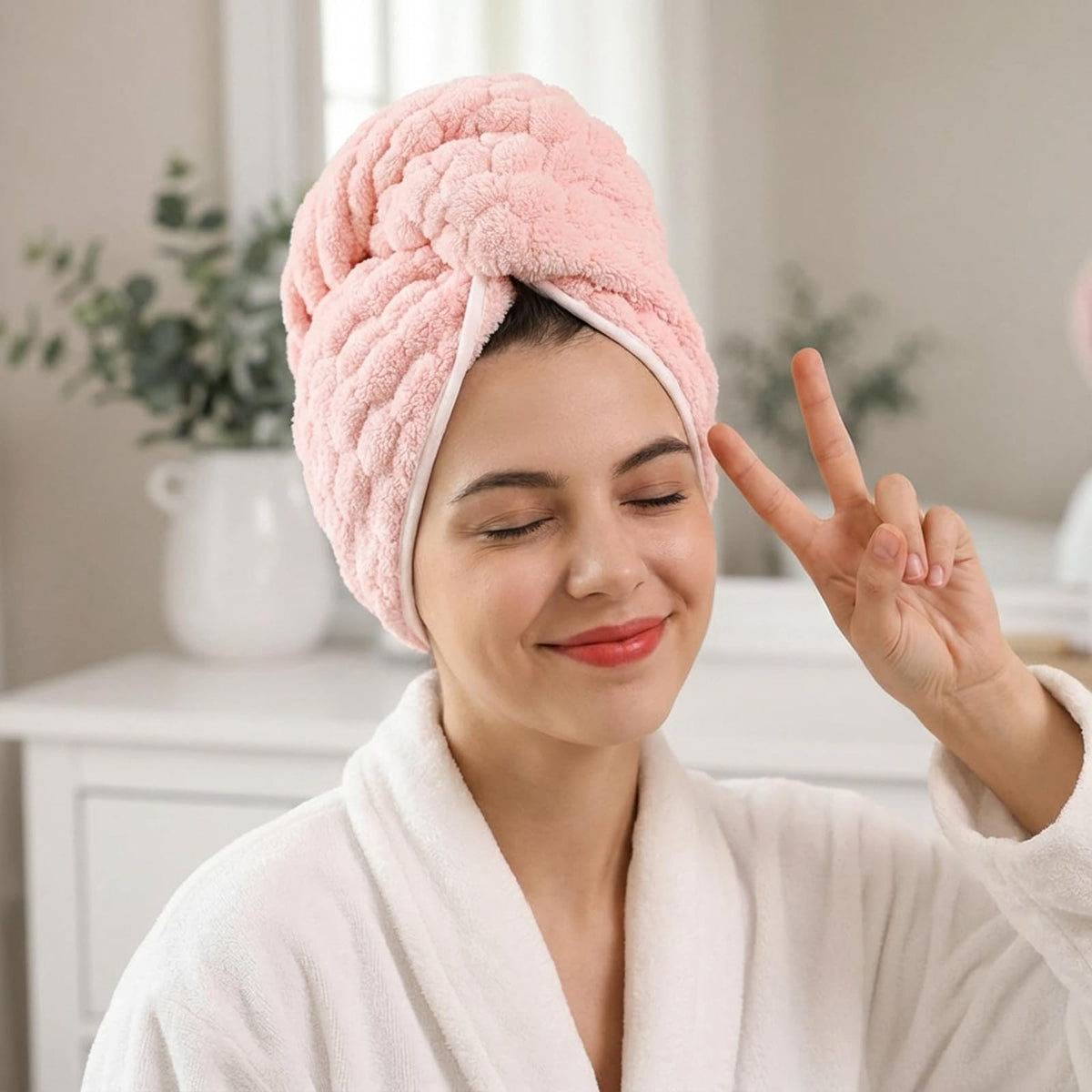 REDKISS 3 Pack Microfiber Hair Towels – back view and specifications