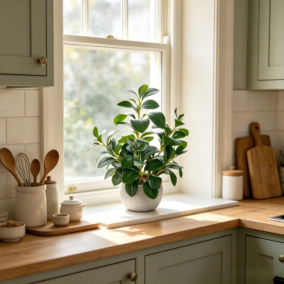 AlphaAcc 17 Artificial Ficus Cement Pot Home Kitchen Office - AlphaAcc Official Imagery - 5