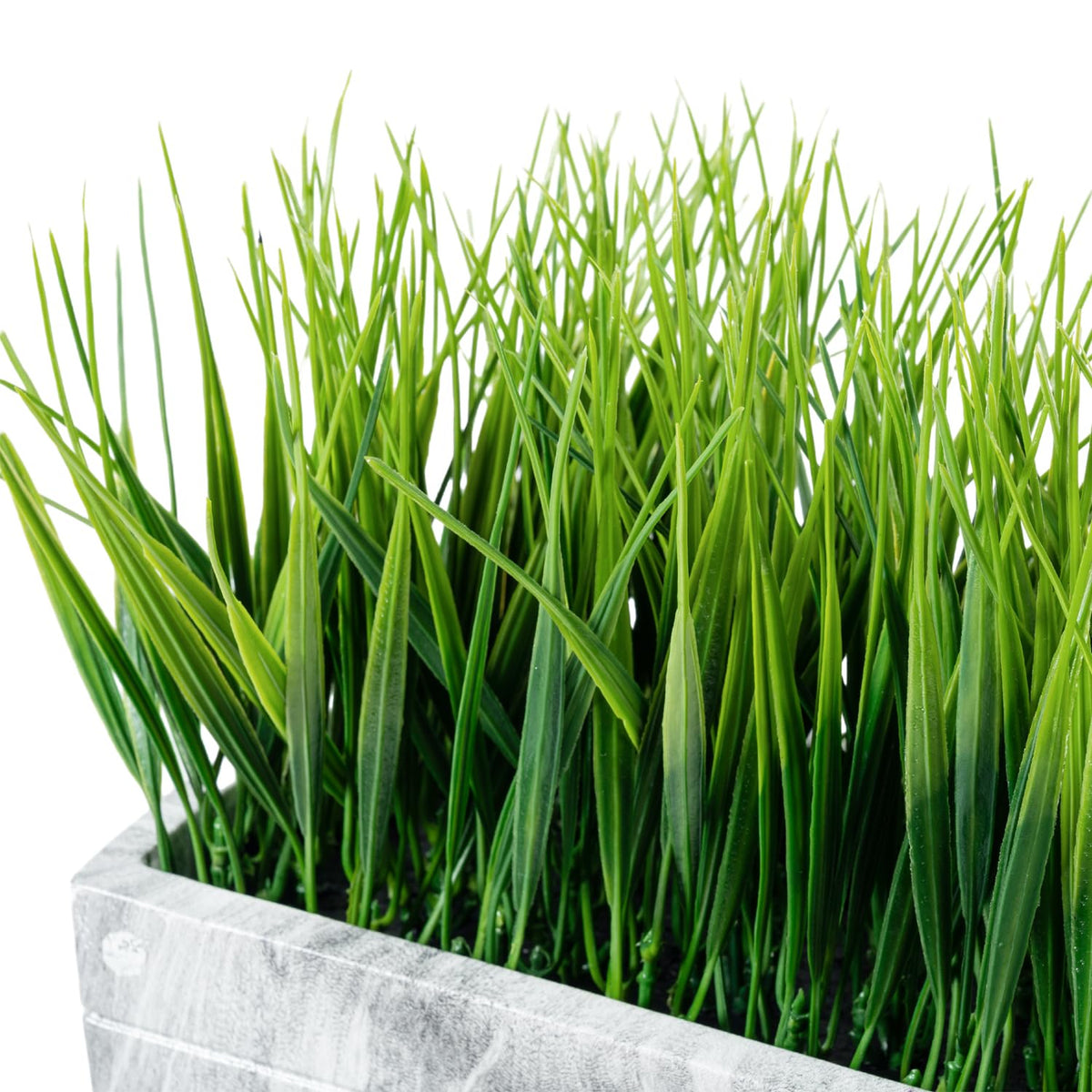 MyGift 14 Inch Artificial Green Grass Plant in Gray Marble - MyGift Official Imagery - 7