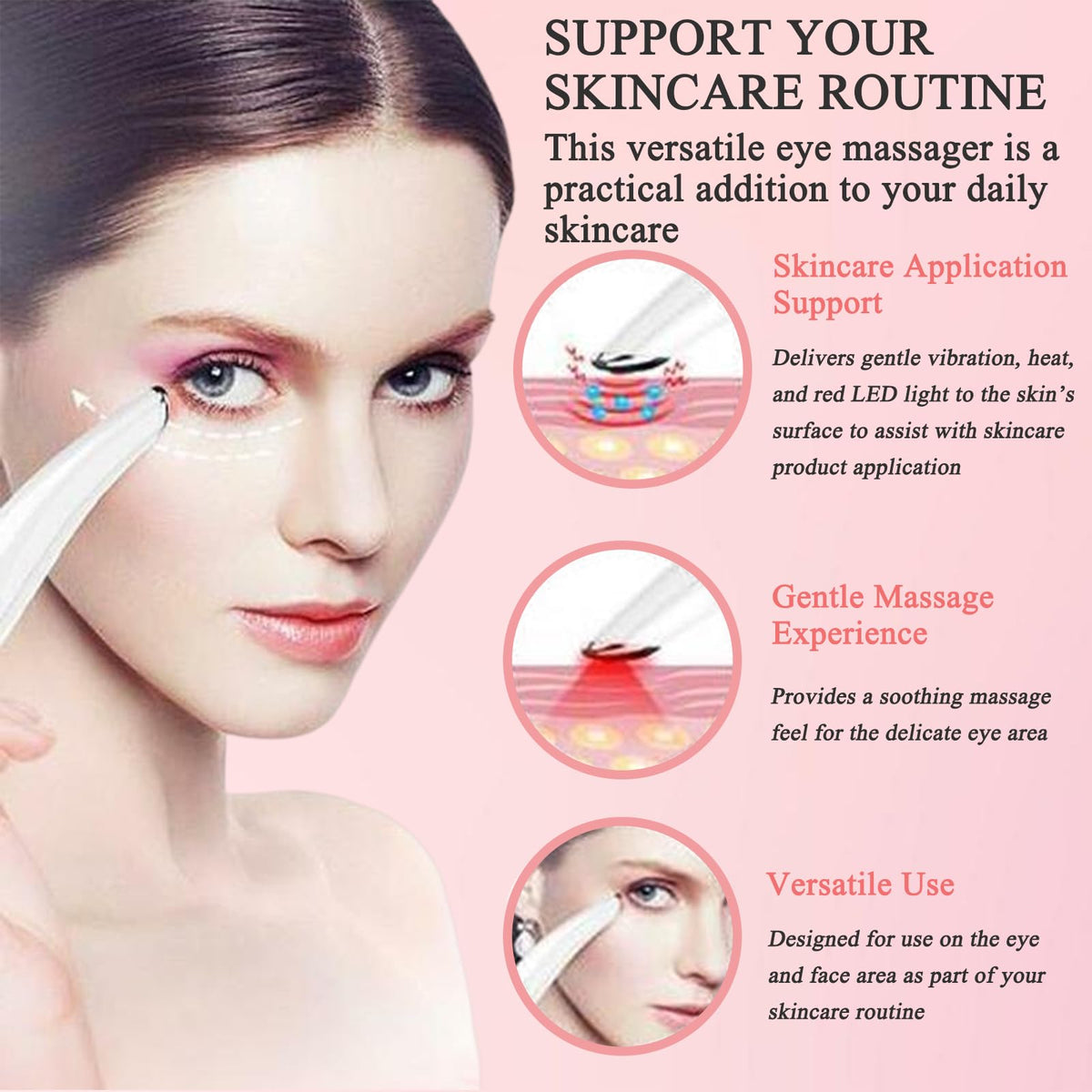 Heated Eye Wand 3 in 1 Vibrating Eye Lift Wand White - Vowleike Official Imagery - 6