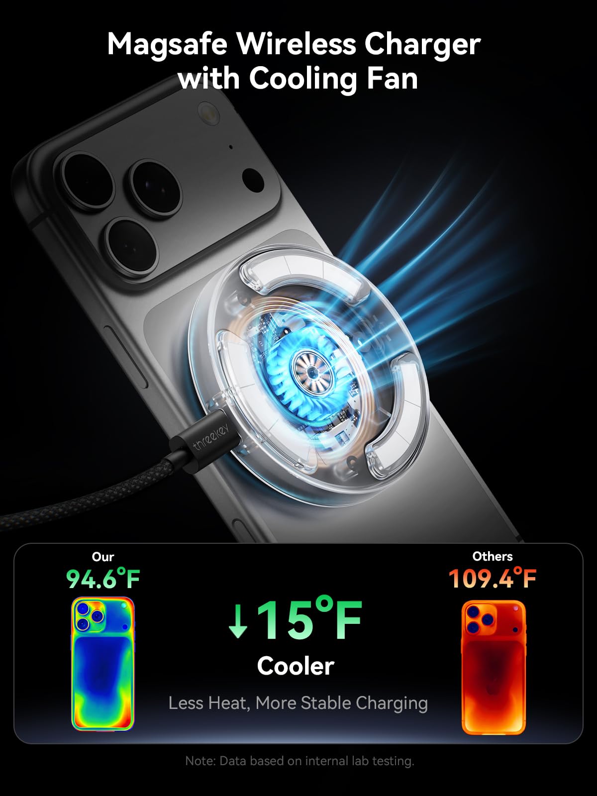 THREEKEY Qi2 2 25W Magnetic Wireless Charger with Cooling - THREEKEY Official Imagery - 5