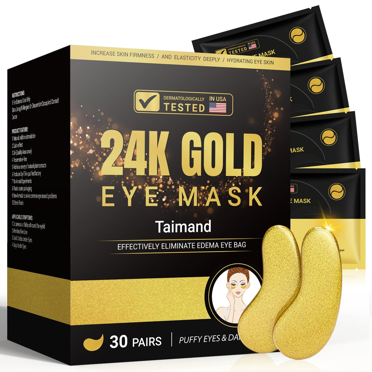 Taimand Under Eye Patches 24K Gold Eye Mask for Dark Circles – product photo (Masks)