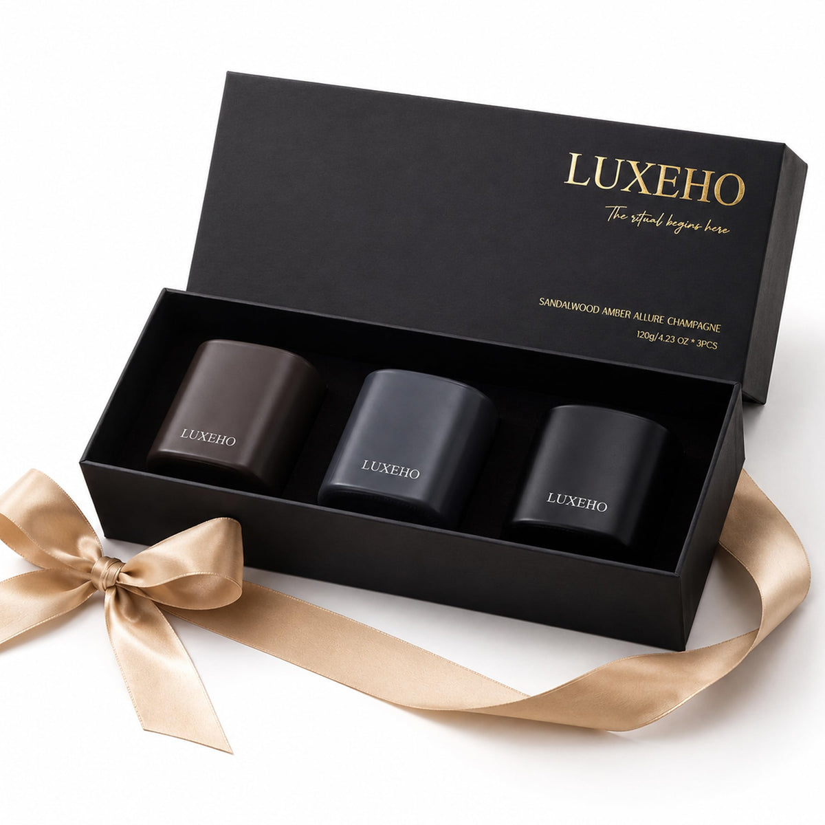 Luxury Scented Candle Gift Set 3 Pack Soy Candles for Home - LUXEHO Official Imagery - 5