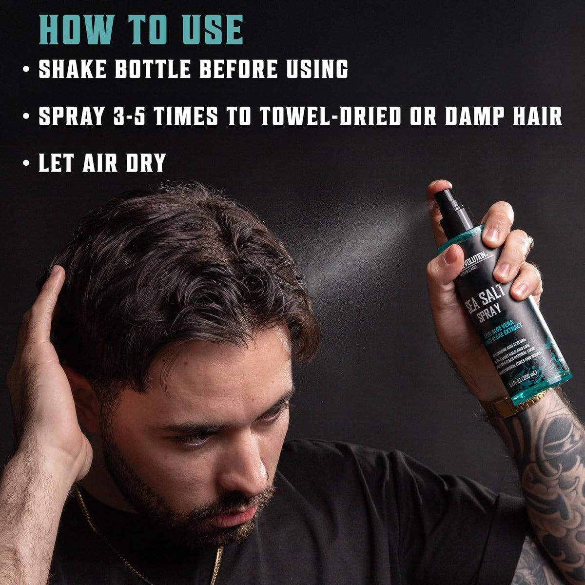 Viking Revolution Sea Salt Spray for Men – back view and specifications