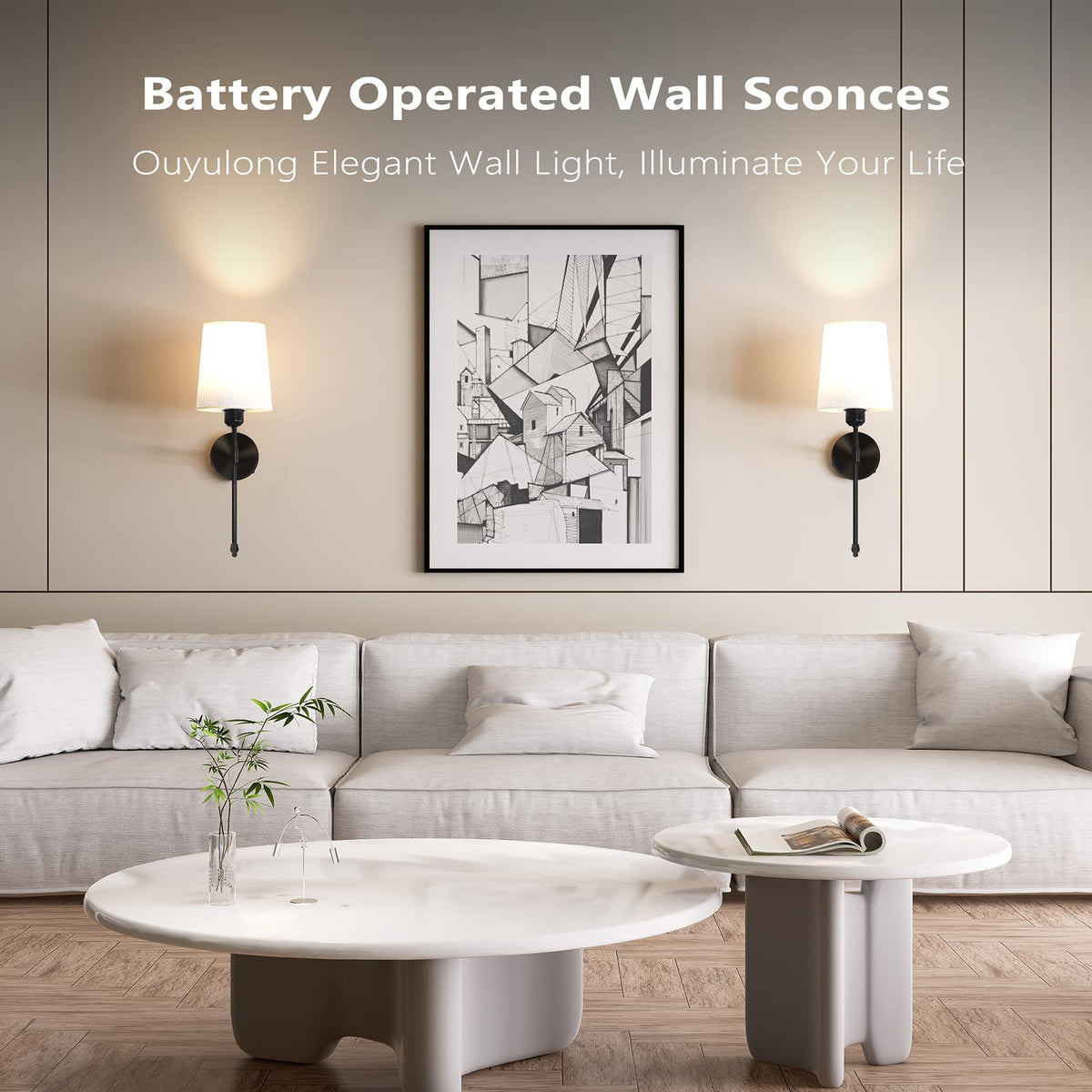 Battery Operated Wall Sconces Set of 2 Remote Control RGB - Ouyulong Official Imagery - 7