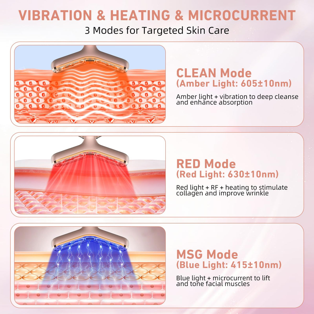 Micro Current Face Beauty Device 3 Modes Red Light Therapy - OUJEALEE Official Imagery - 3