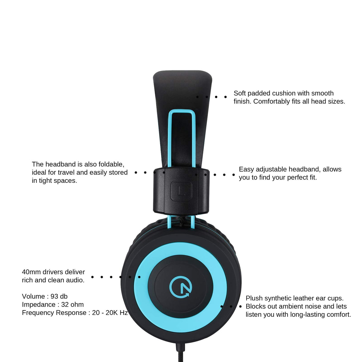 noot products K11 Kids Headphones Wired 3 5mm Jack Stereo – packaging and label