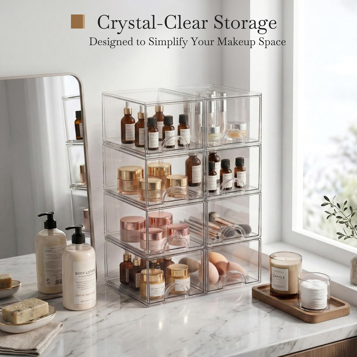 8 Pack Small Clear Stackable Acrylic Storage Boxes Drawers - zeawec Official Imagery - 5