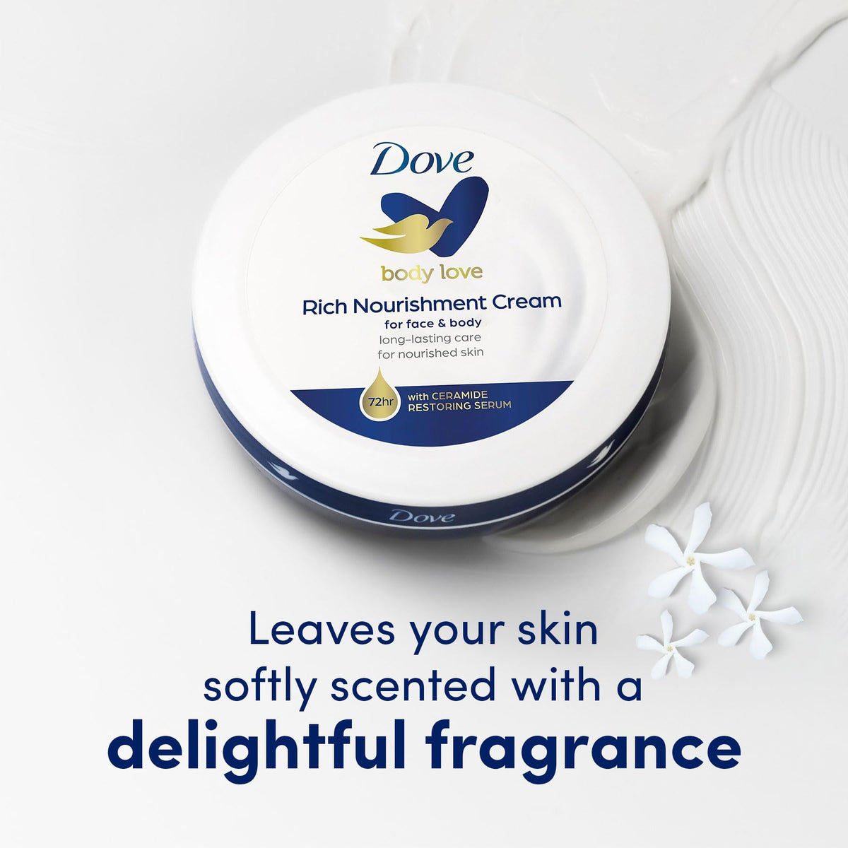 Dove Nourishing Body Care Face Hand and Body Rich – back view and specifications
