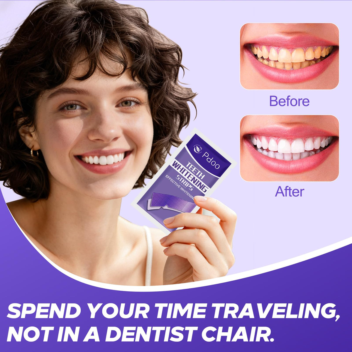 Pdoo Purple Teeth Whitening Strips 20 Count – full view