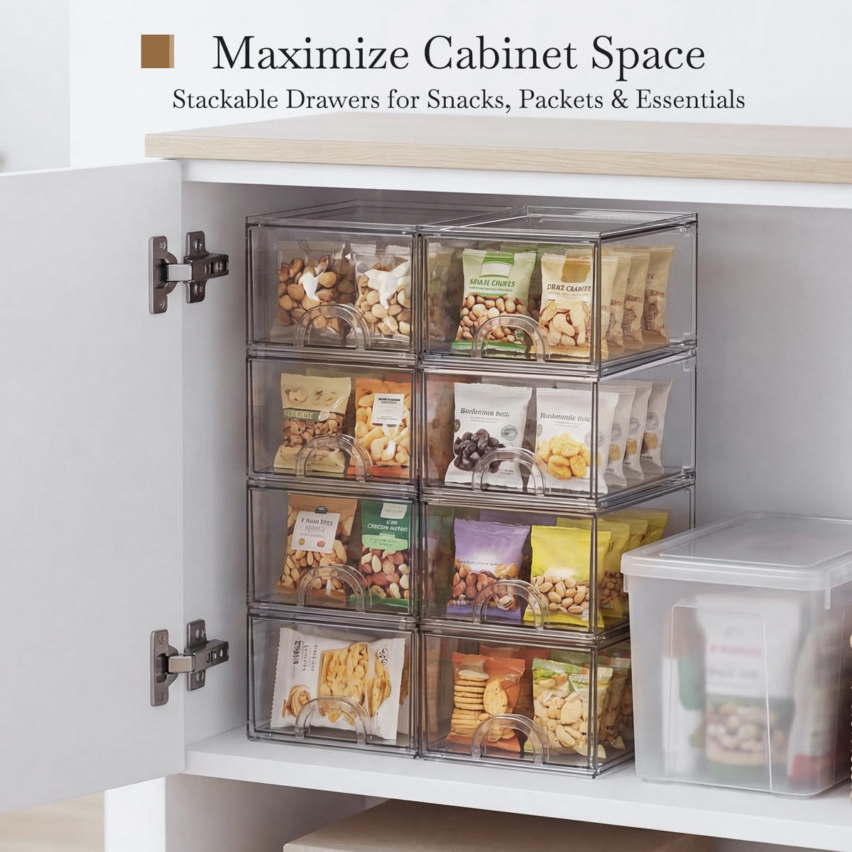 8 Pack Small Clear Stackable Acrylic Storage Boxes Drawers - zeawec Official Imagery - 7