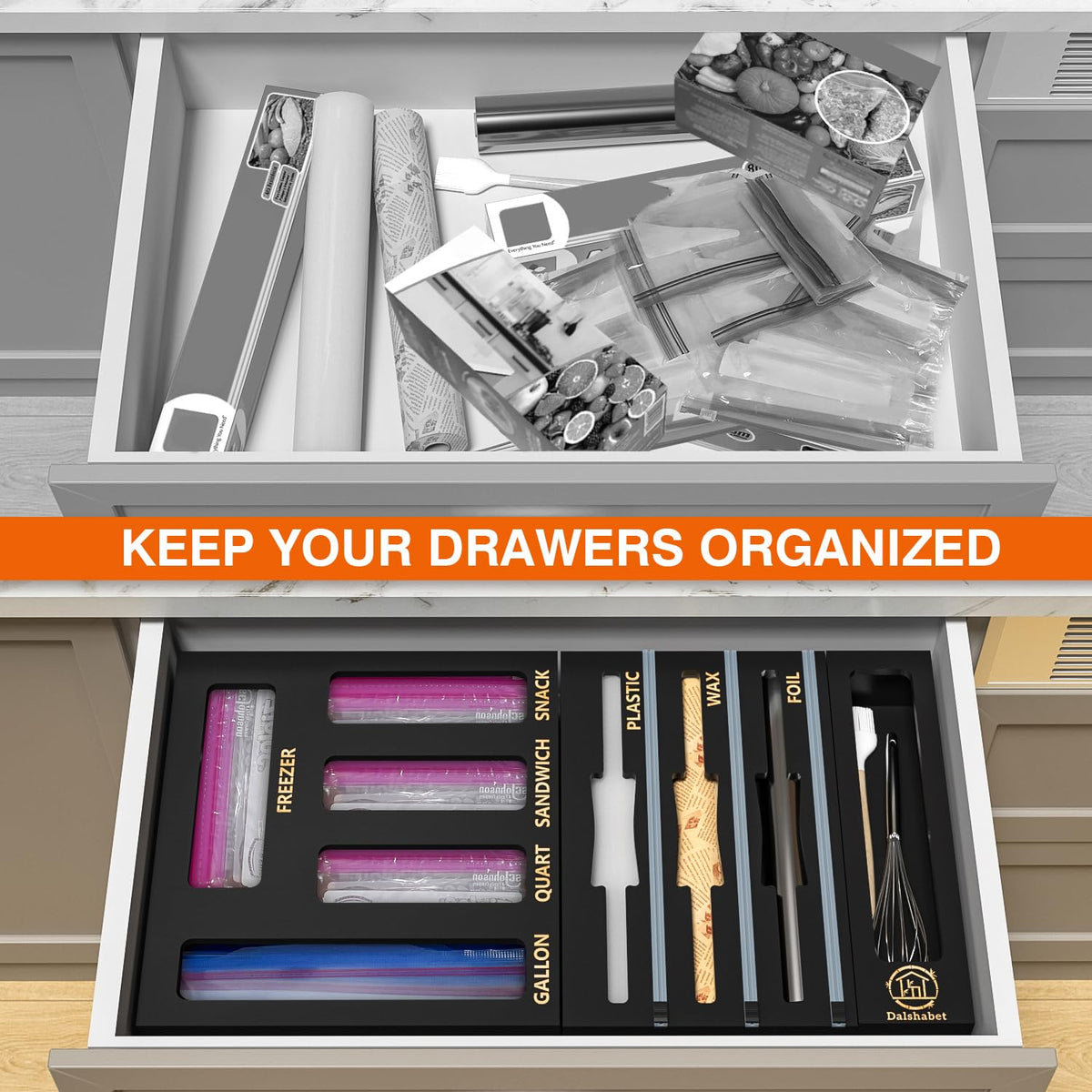 DALSHABET 9 IN1 Bamboo Storage Bag Drawer Organizer with - DALSHABET Official Imagery - 3