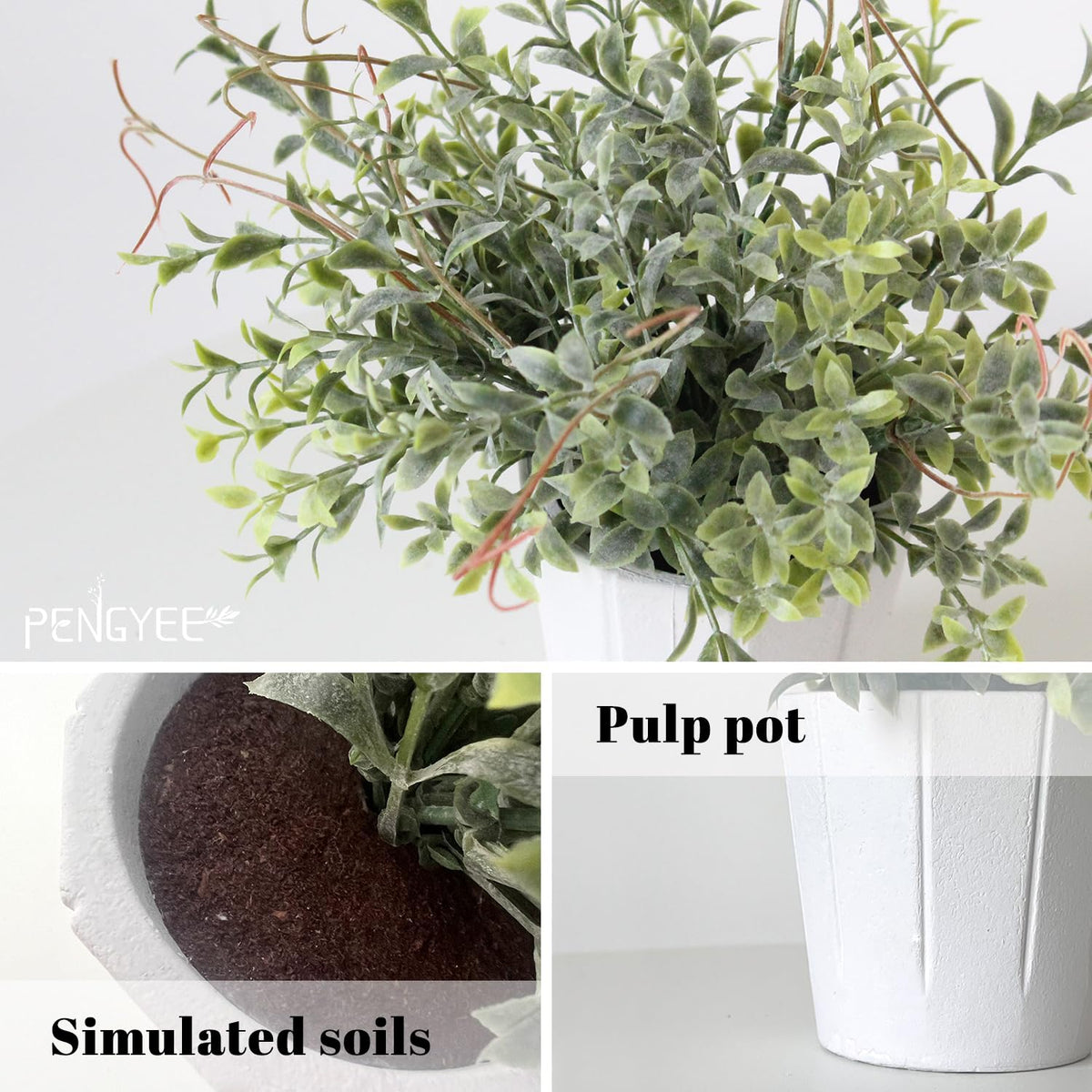 4 Pack Small Fake Plants in Pulp Pots 2 Pack Artificial - PENGYEE Official Imagery - 7