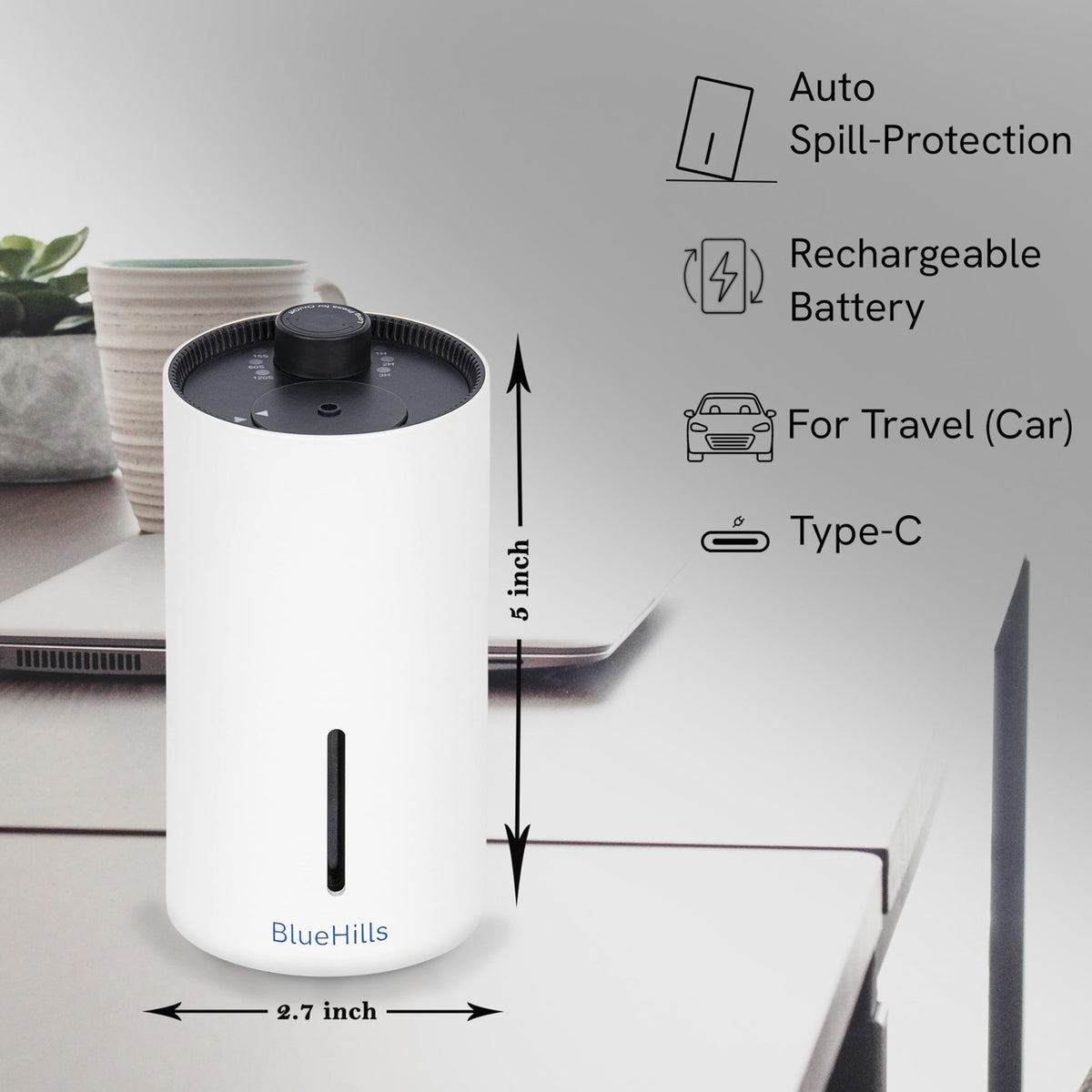 BlueHills Waterless Travel Mini Essential Oil Diffuser - BlueHills Official Imagery - 5